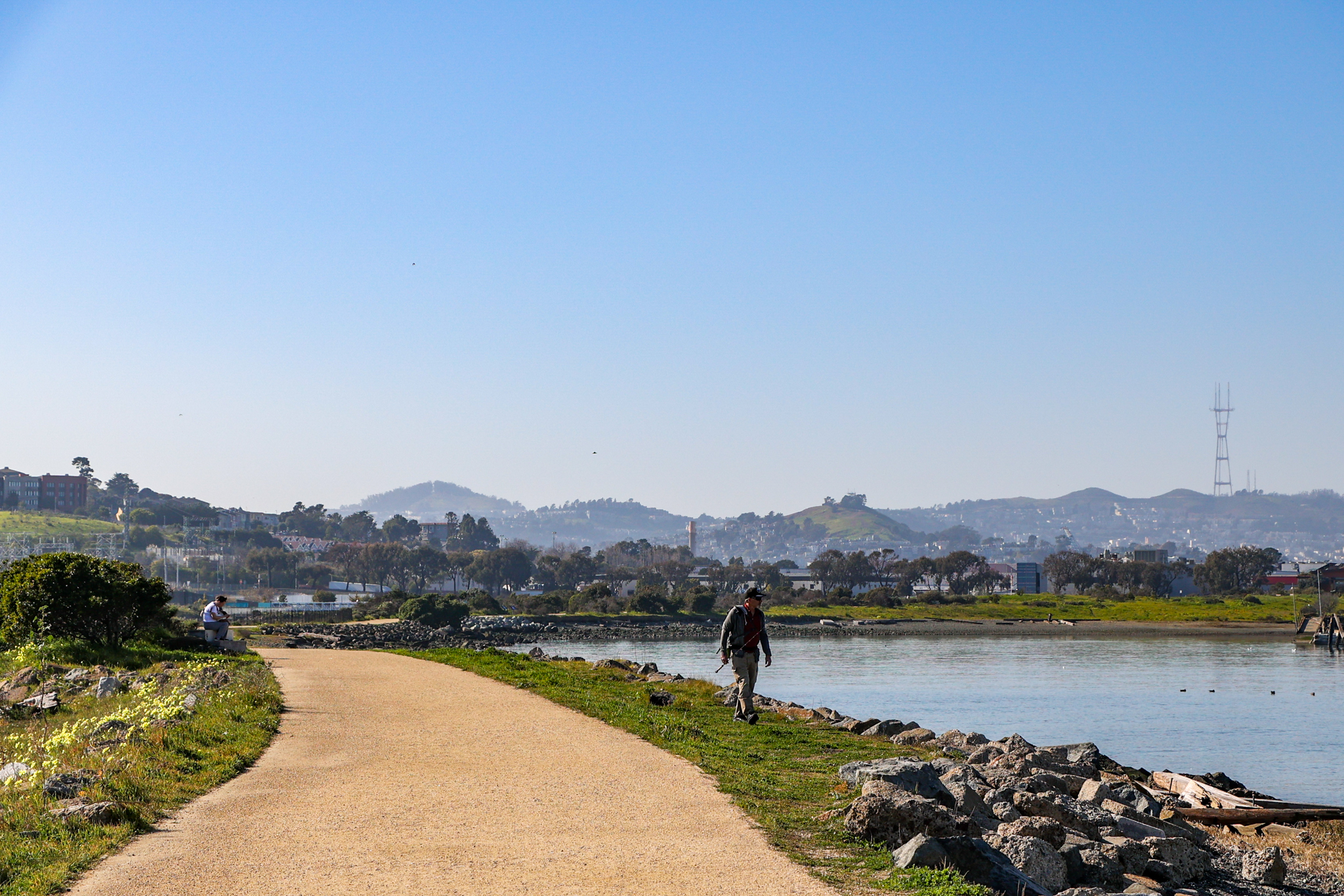 San Franciscans enjoy the sun at Heron’s Head Park on Feb. 7, 2022.