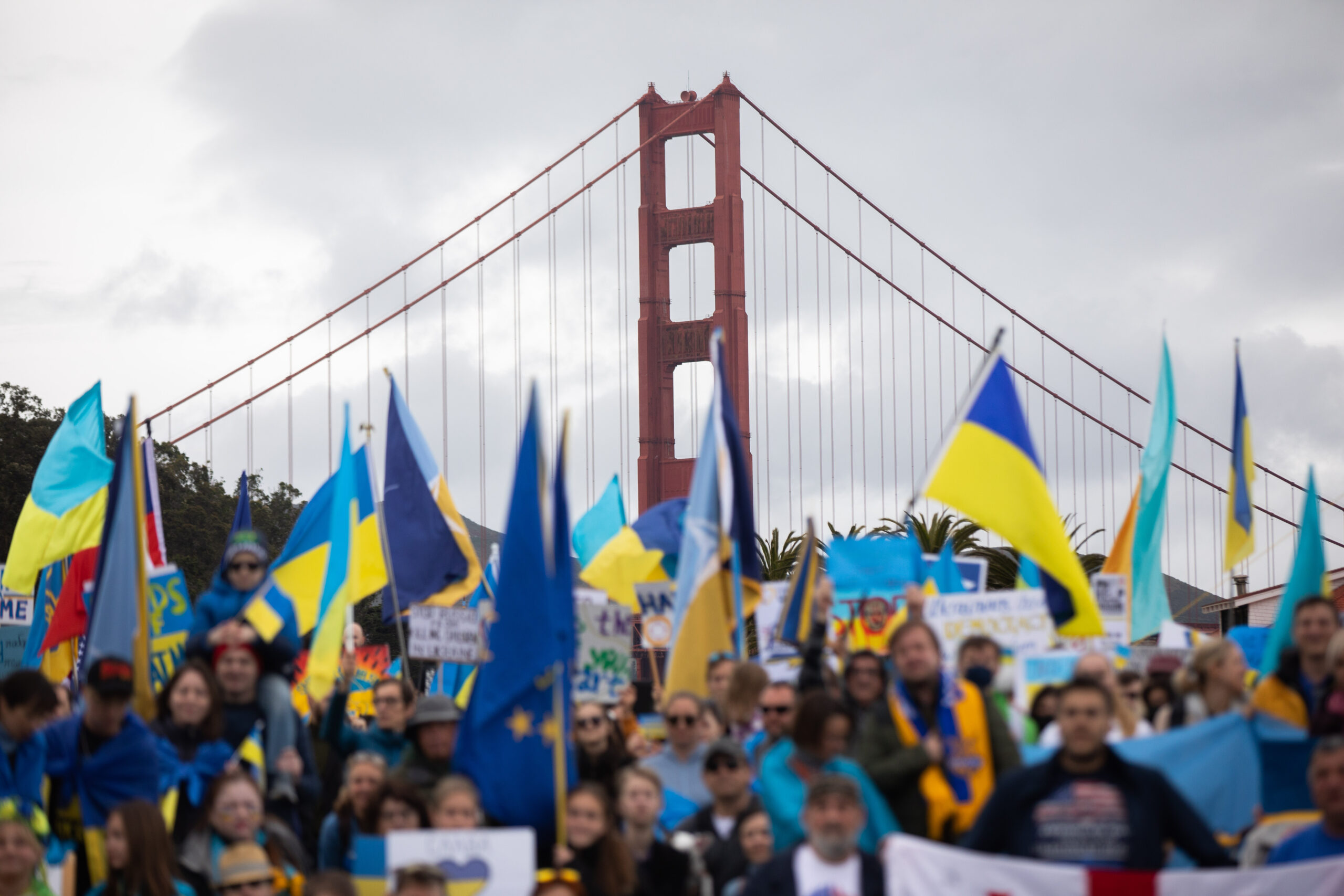 Hundreds rally at Crissy Field to oppose Russia’s war against Ukraine
