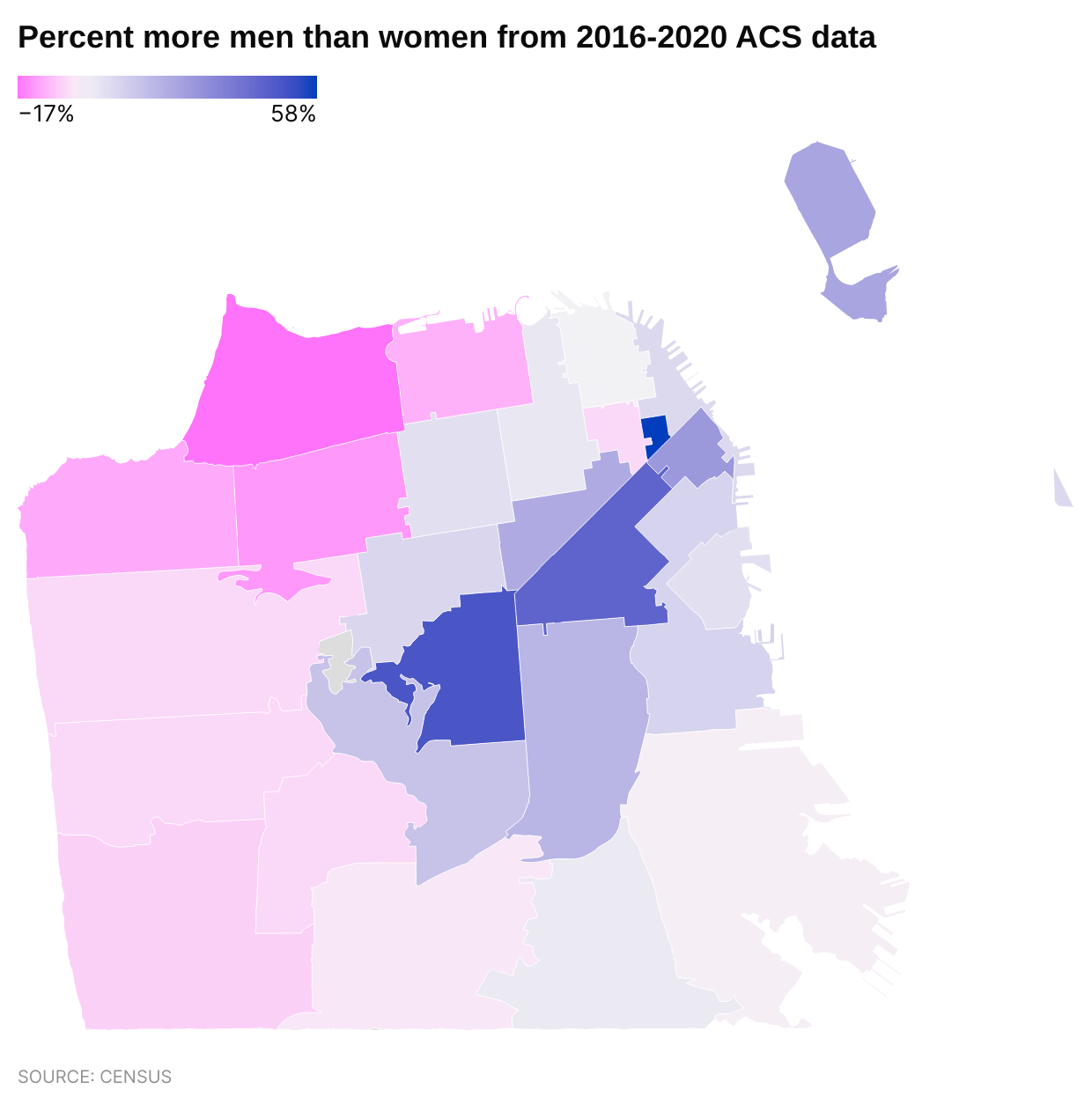 Census Data Shows Pronounced Gender Imbalances Across SF.
