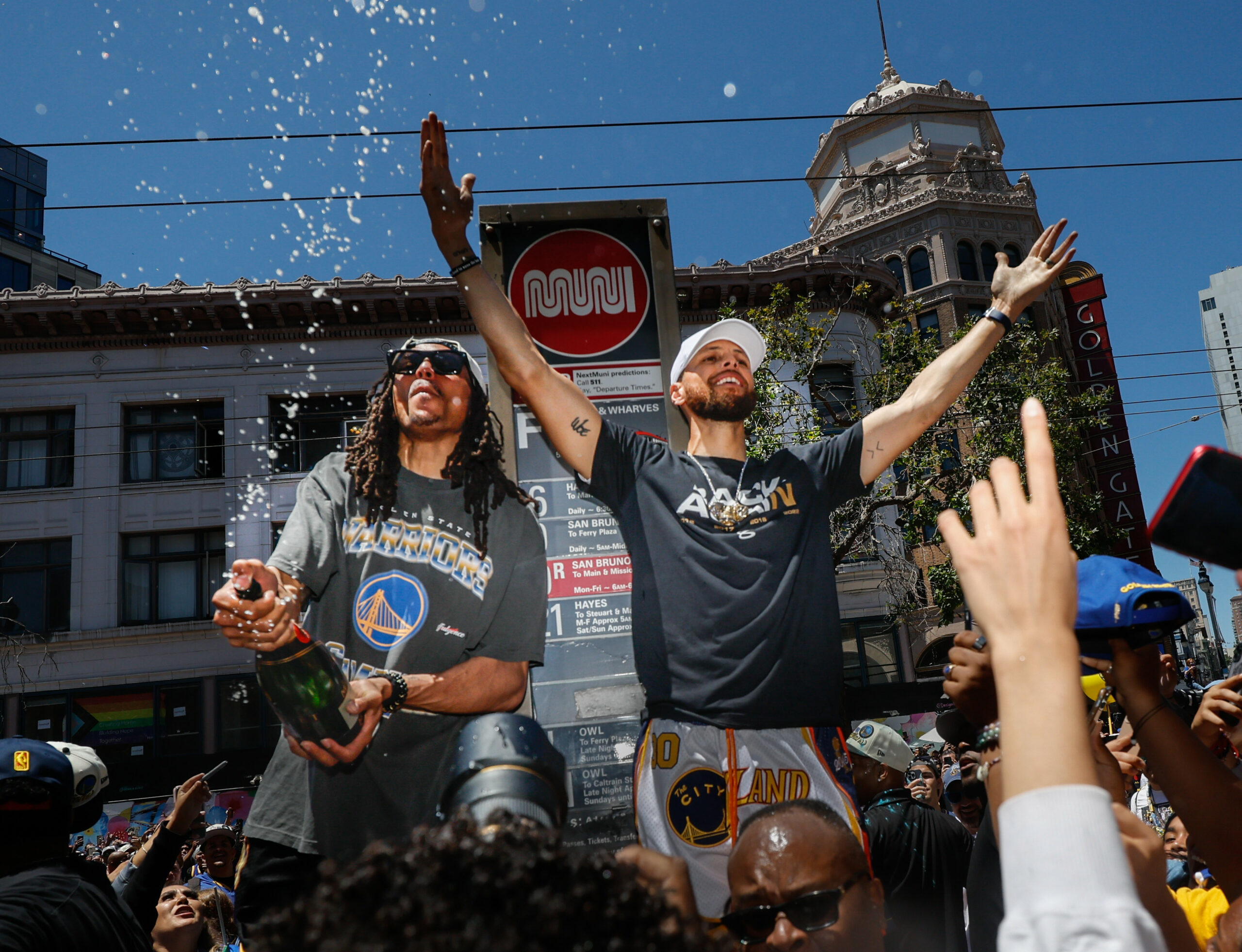 Photos: Fans celebrate as Warriors return to SF for victory parade