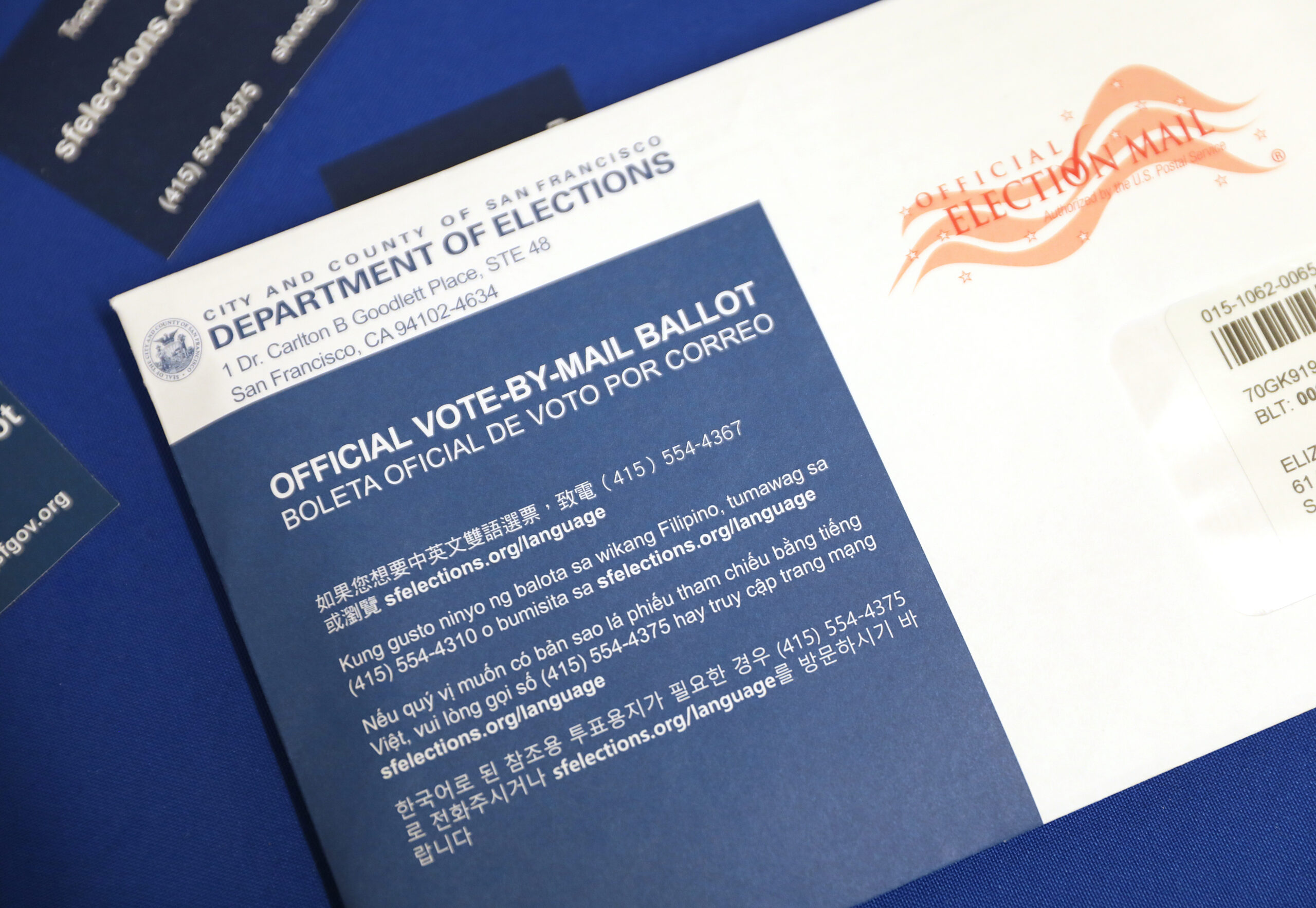 Vote-by-mail ballot seen at SF City Hall on Tuesday, Oct. 30, 2018, in San Francisco, Calif. | Liz Hafalia/SF Chronicle via Getty Images)