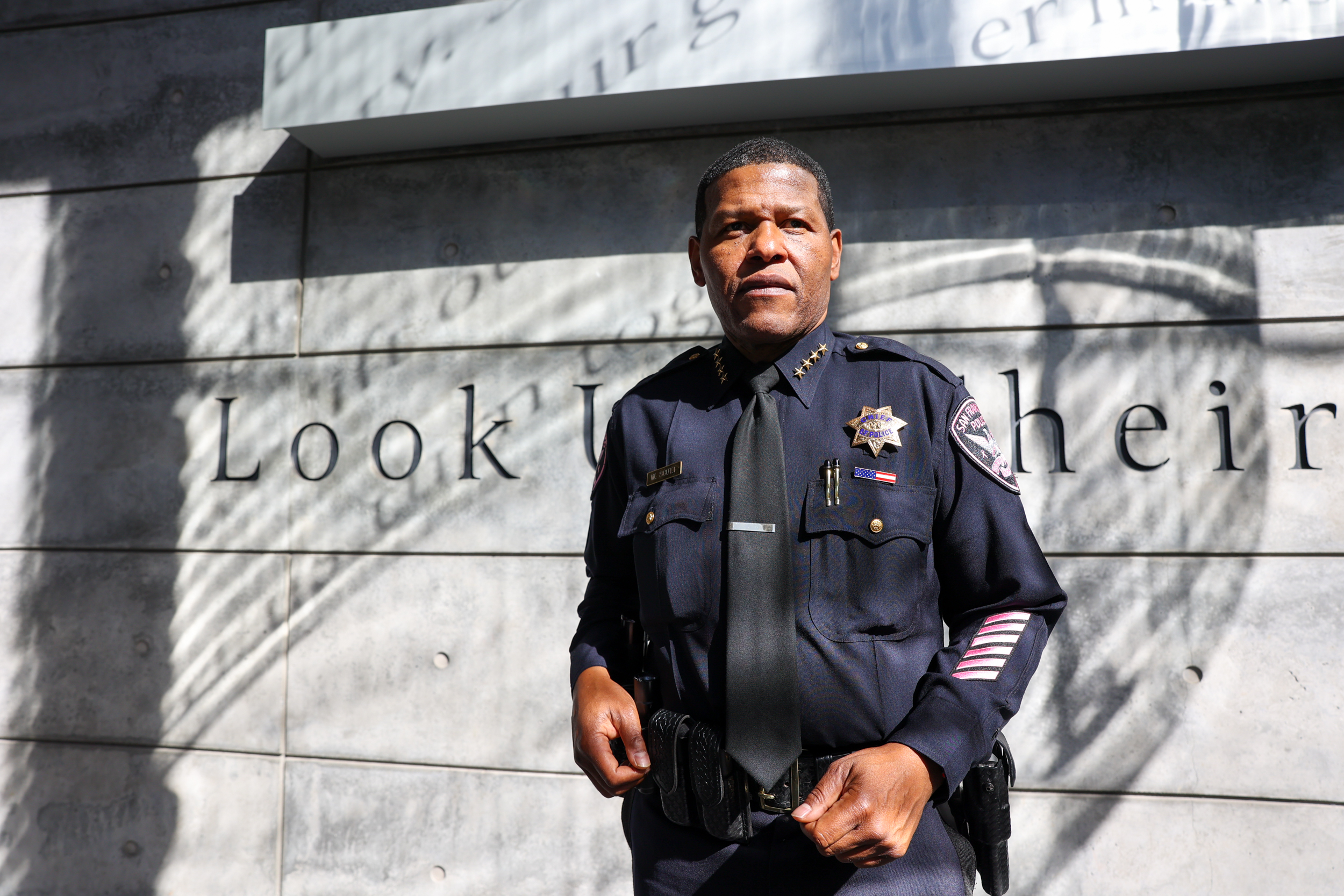 San Francisco Police Chief William “Bill” Scott poses for a portrait in the SFPD headquarters at 1251 3rd Street, San Francisco, Calif., on Monday October 3, 2022. | Camille Cohen/The Standard