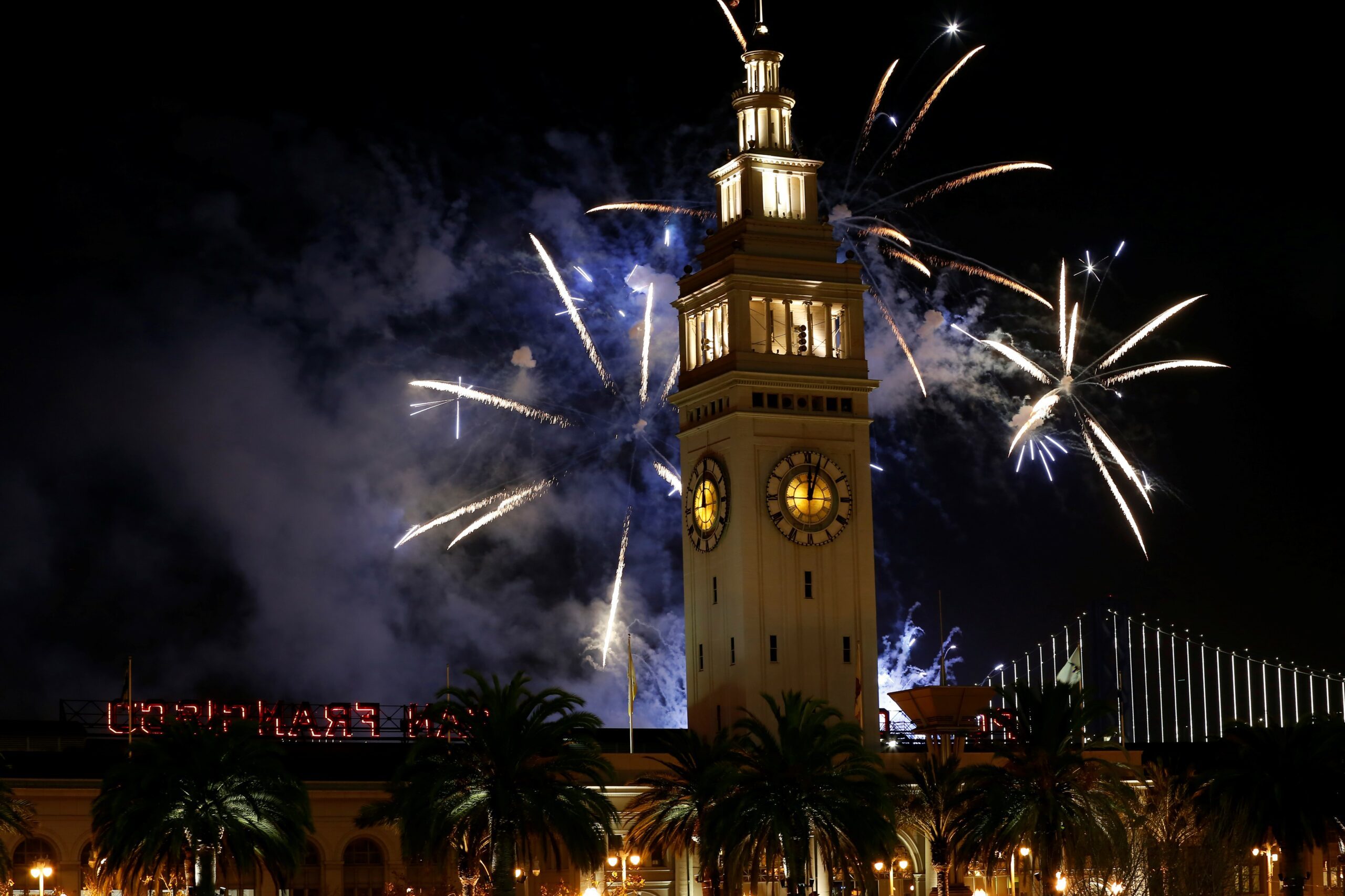 Fireworks illuminate the sky during the New Year celebrations in San Francisco, CA, USA on January 01, 2018. | Getty Images