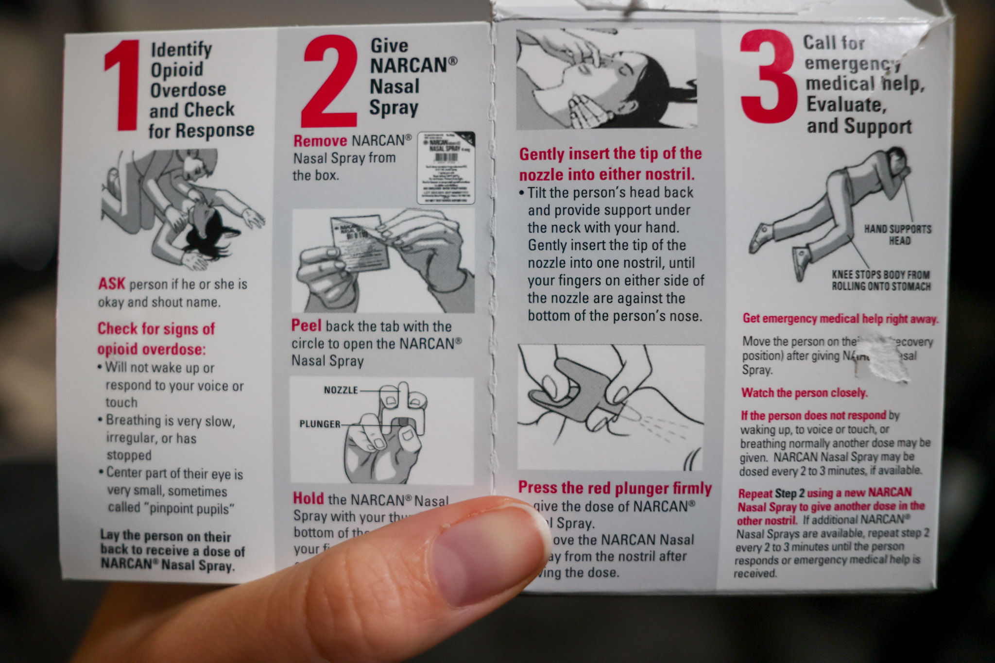 Narcan instructions.