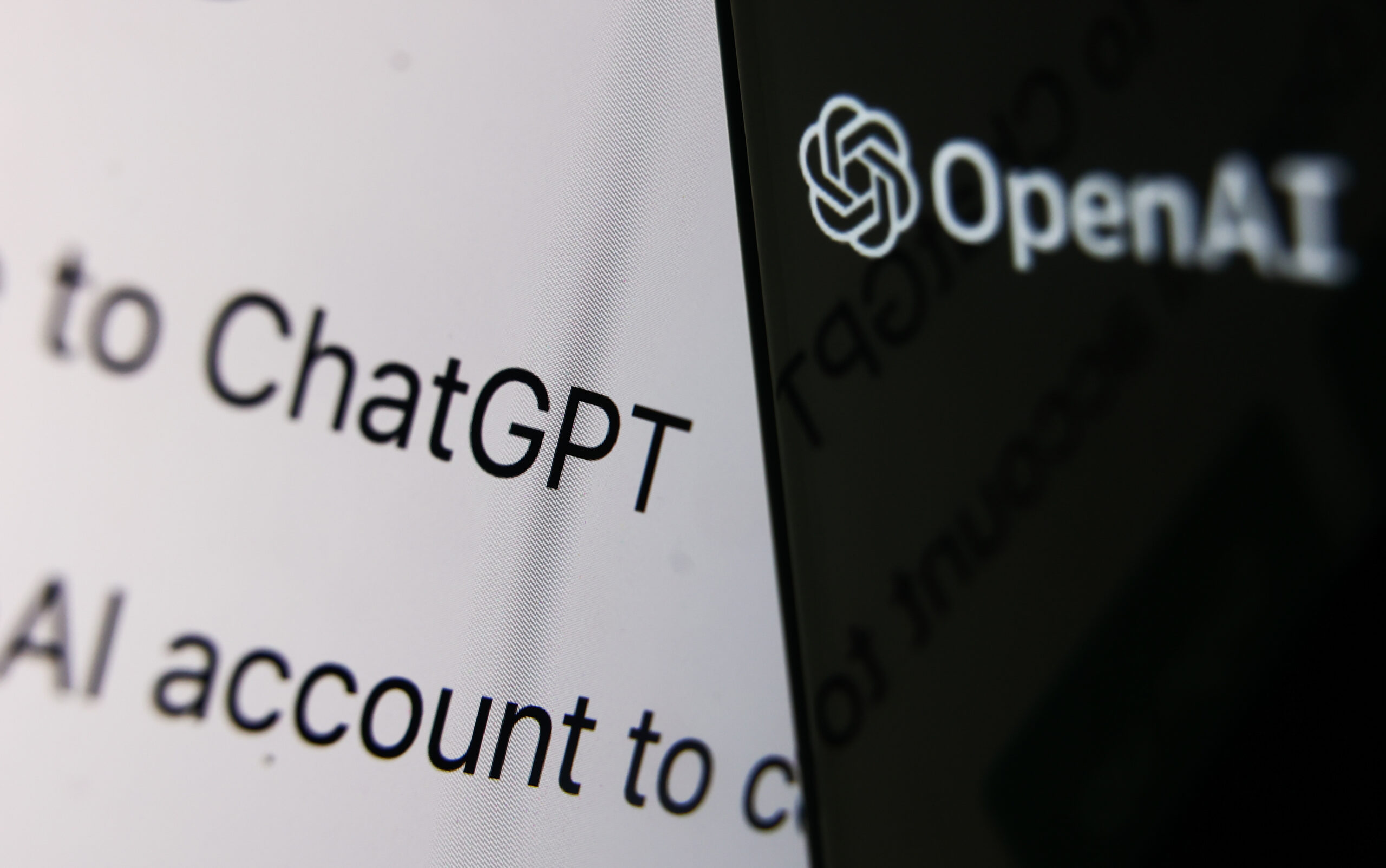 A composite image of the OpenAI logo and a ChatGPT page.