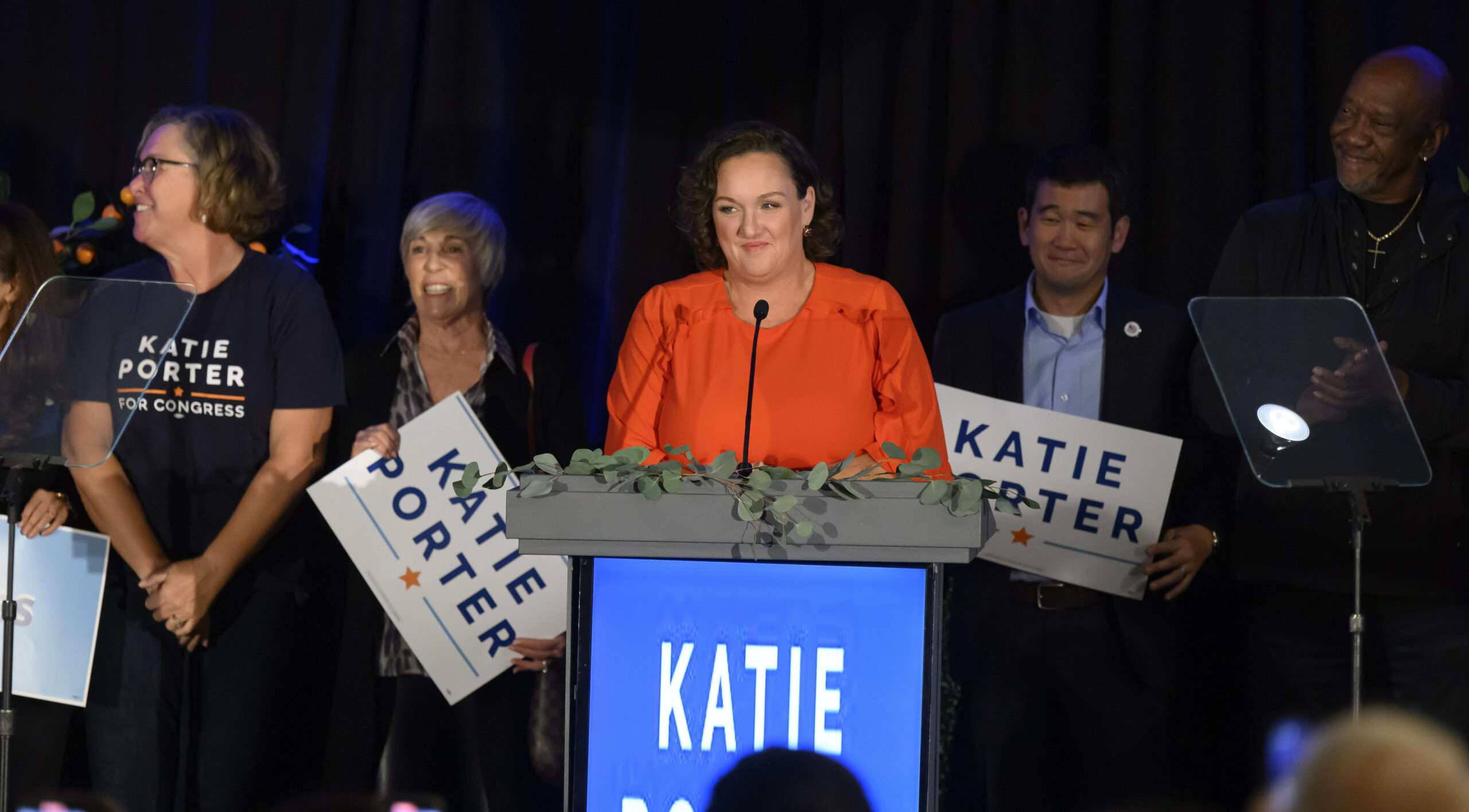 Rep. Katie Porter attends an election night watch party in Costa Mesa on Tuesday, November 8, 2022.