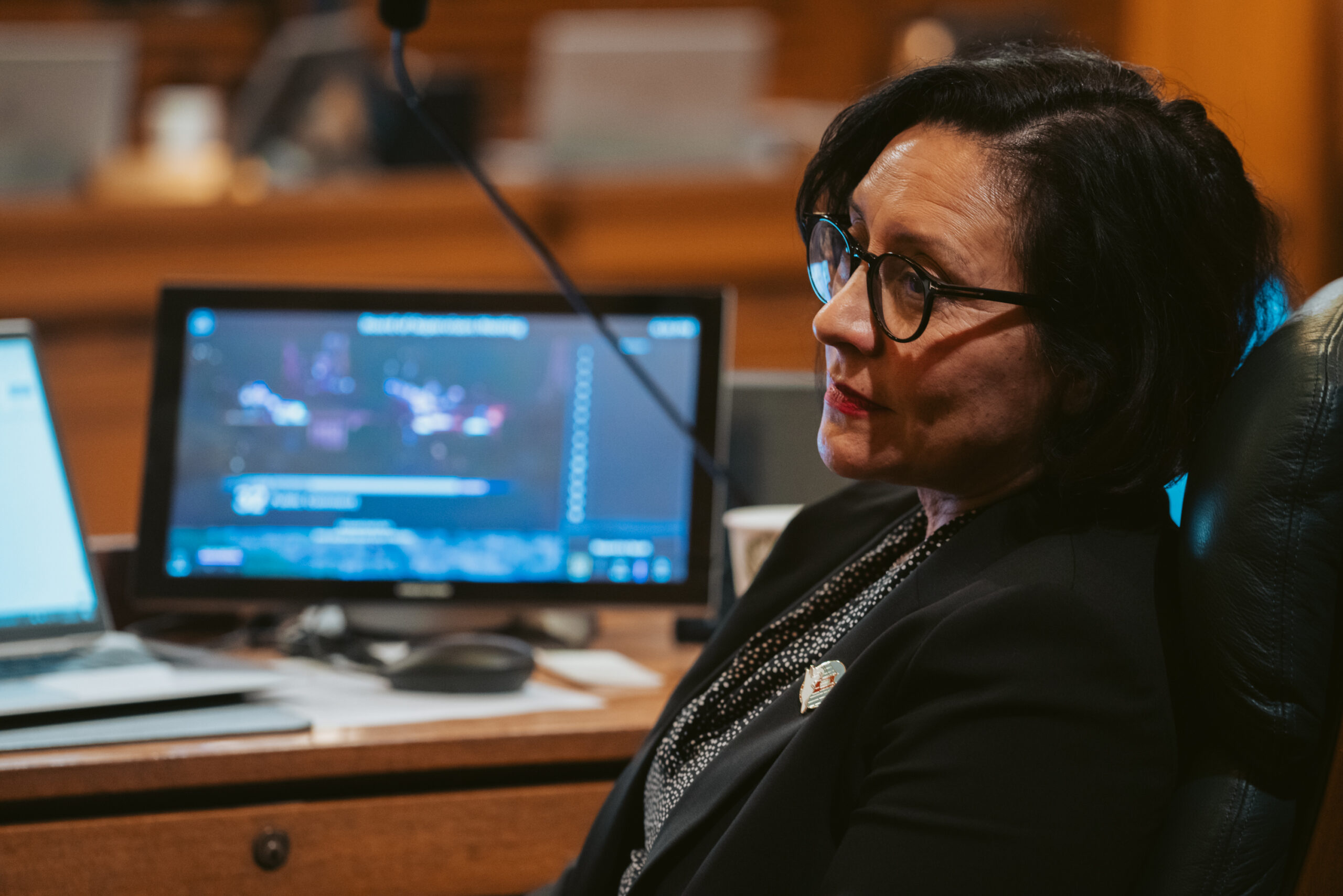 Supervisor Myrna Melgar during a Board of Supervisors meeting at City Hall in San Francisco. Lawmakers are navigating a complex procedural gambit to pass legislation to comply with state housing mandates by a second deadline or face consequences from Sacramento. | Michaela Vatcheva for The Standard