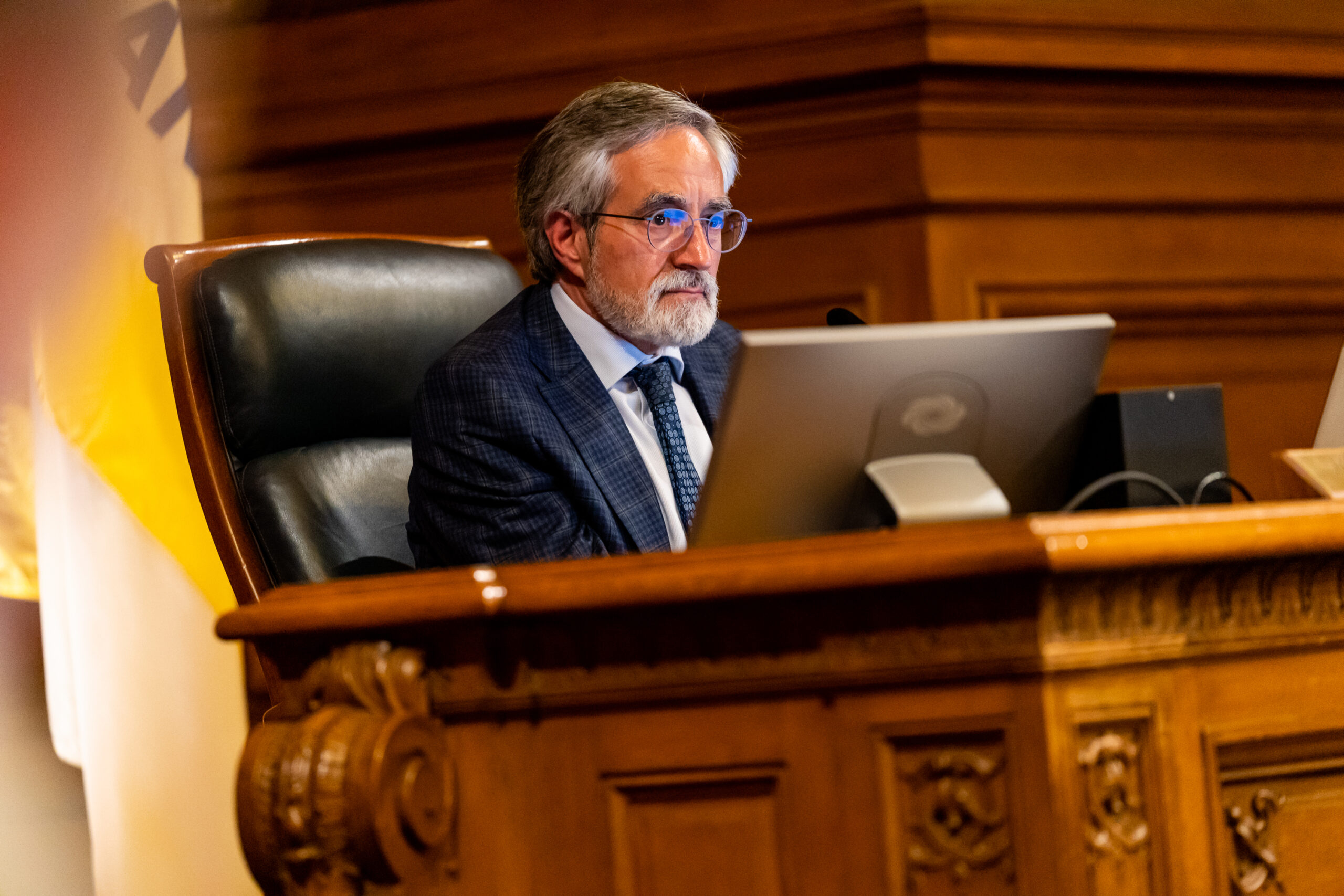 Aaron Peskin presides over a Board of Supervisors meeting.