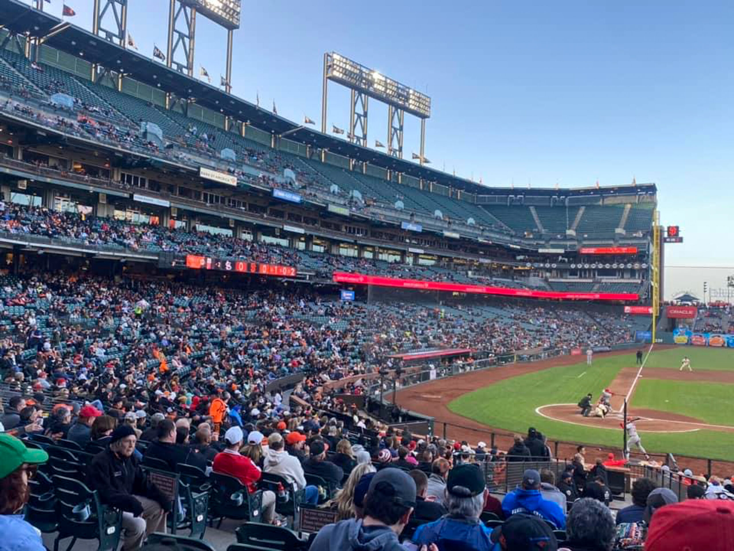 San Francisoc Giant's fans sitting at Oracle Park.