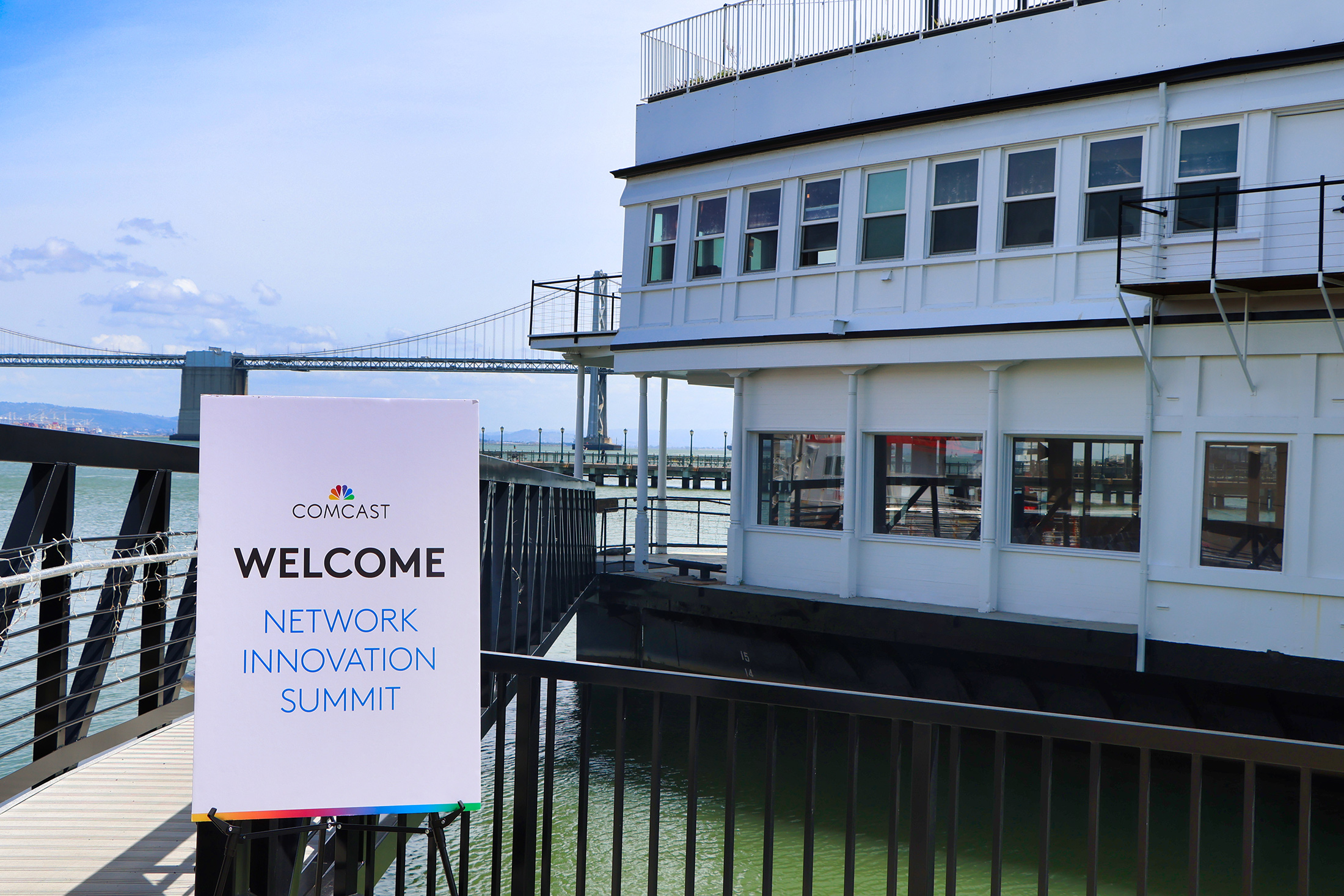 Welcome sign at the entrance to the Comcast Innovation Summit