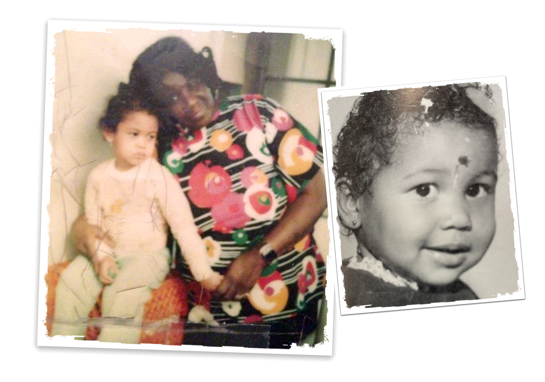A composite image shows a picture of London Breed as a toddler with her grandmother, Comelia Brown, and a photo of London Breed as a baby that was published in the 1992 Galileo High School yearbook.