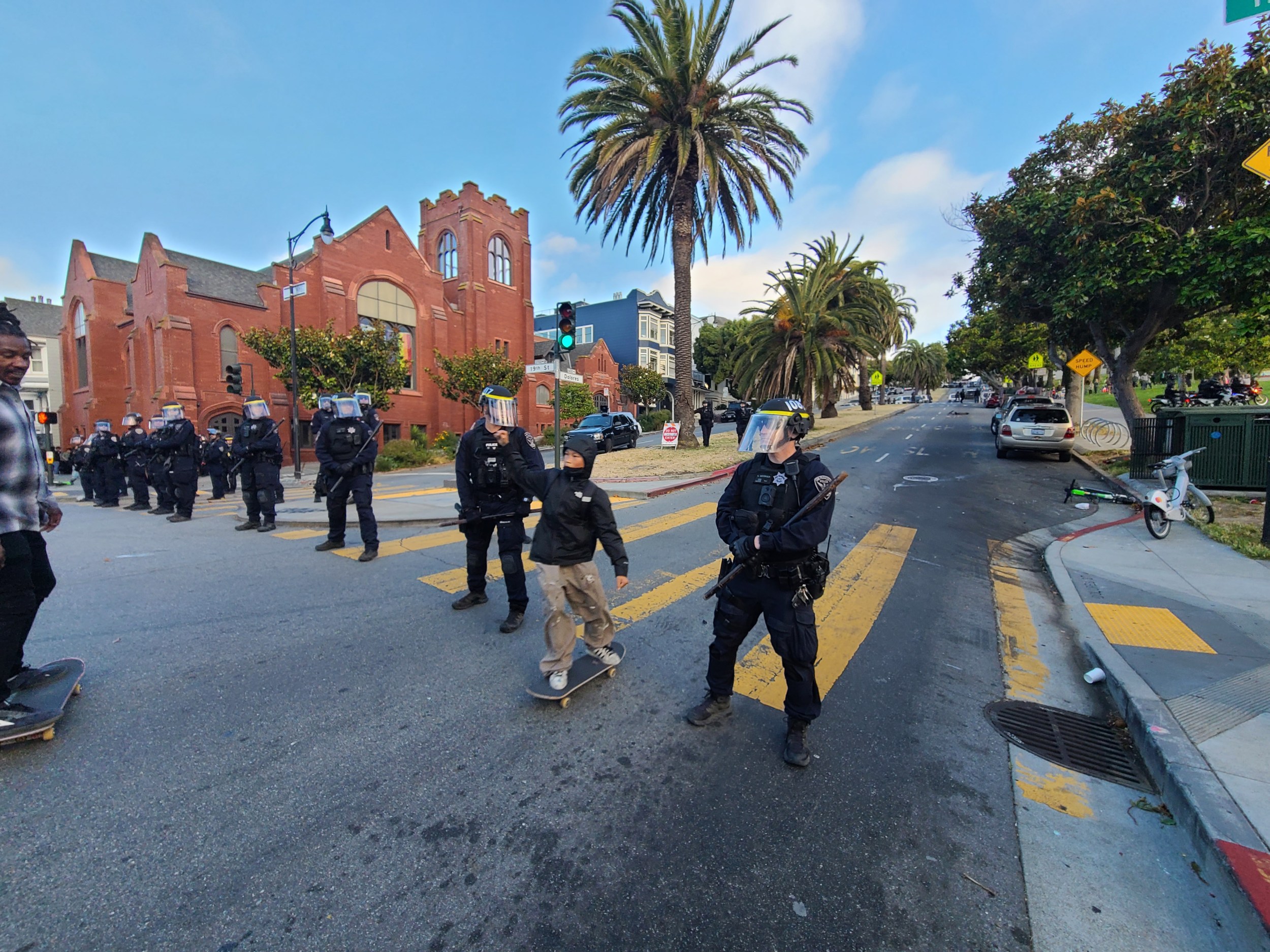 These images describe the events at the Dolores hill bomb, which included police responses to what they called a riot. 