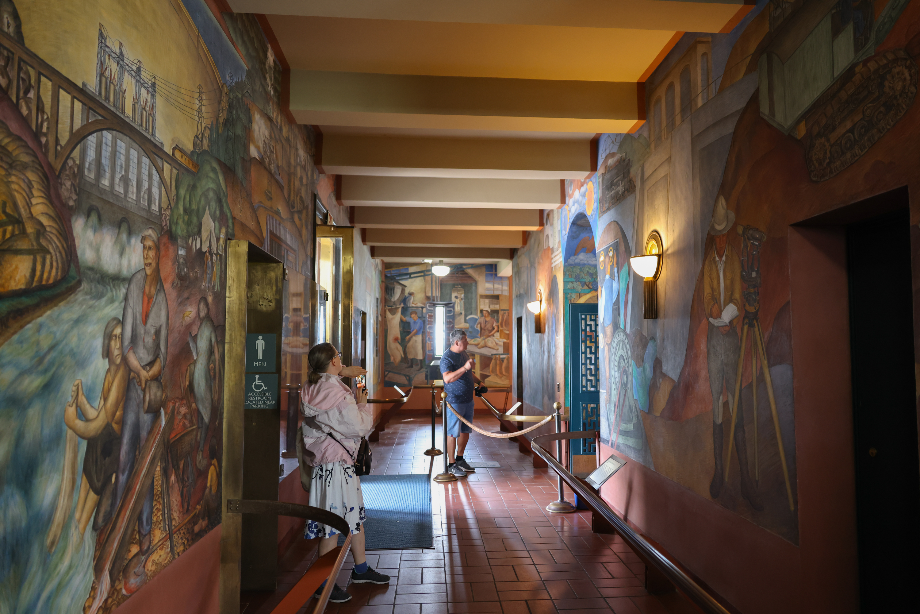 Murals inside the halls of Coit Tower