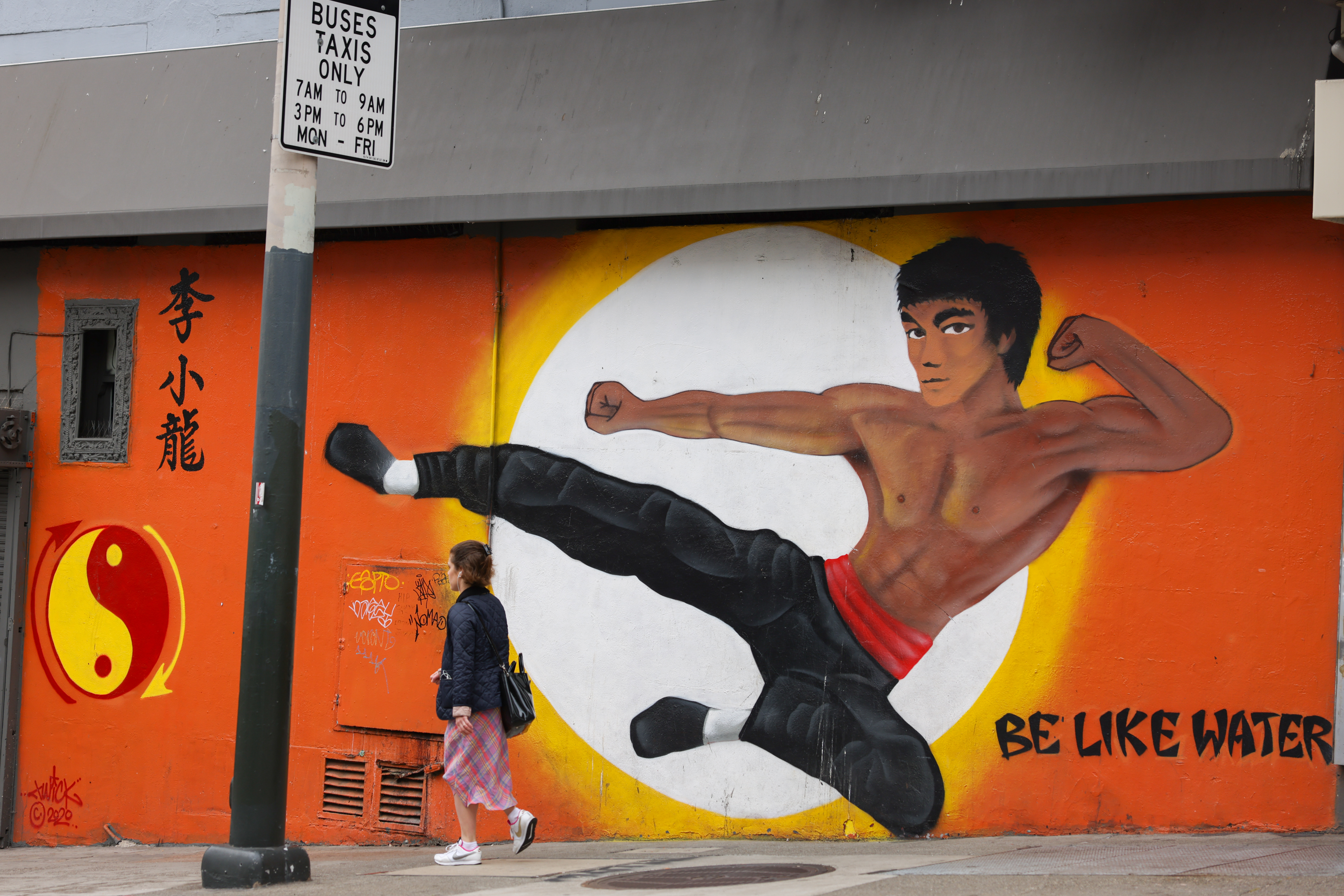 Mural of Bruce Lee in action