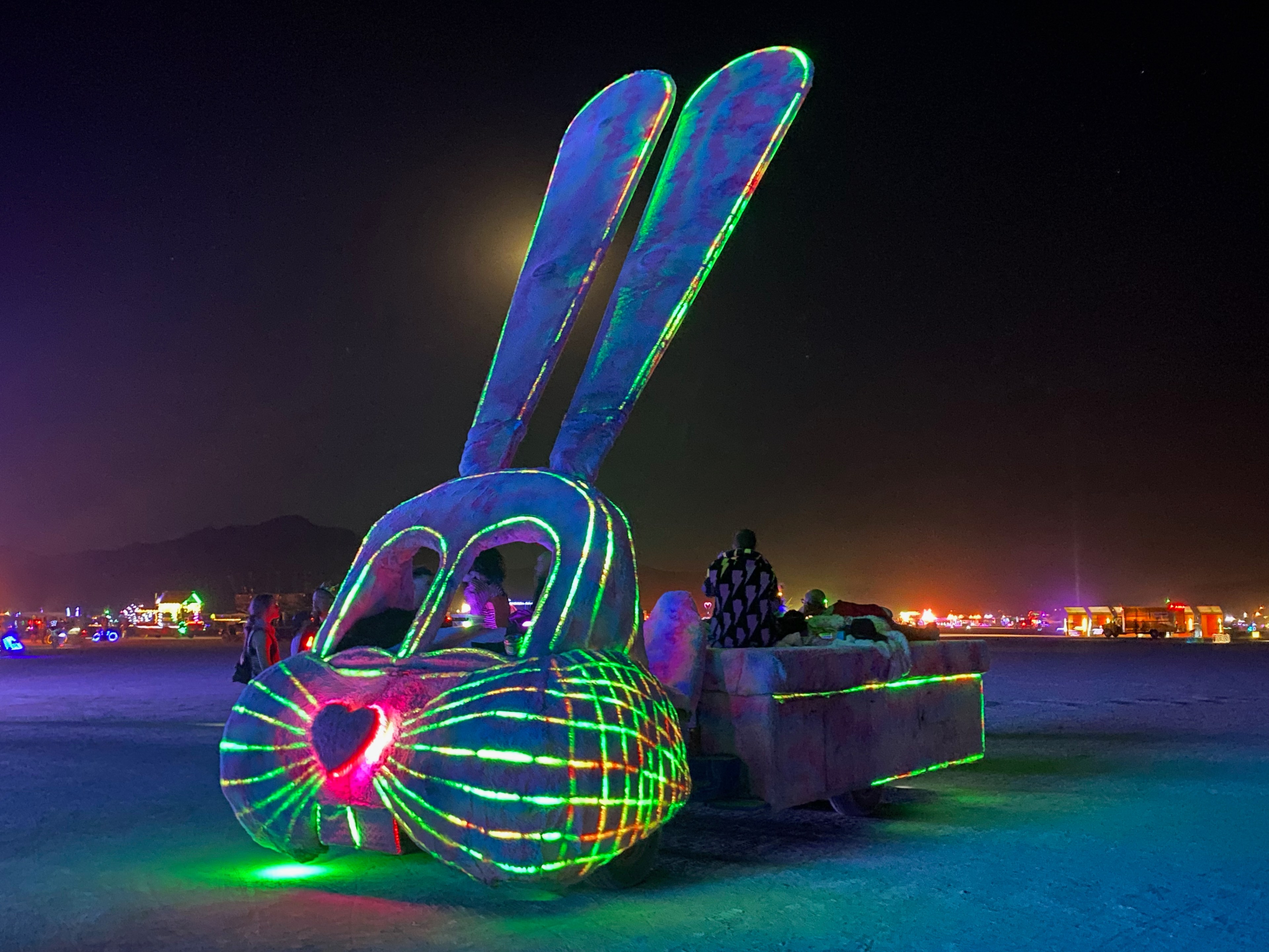 A bunny art car at Burning Man 2023.