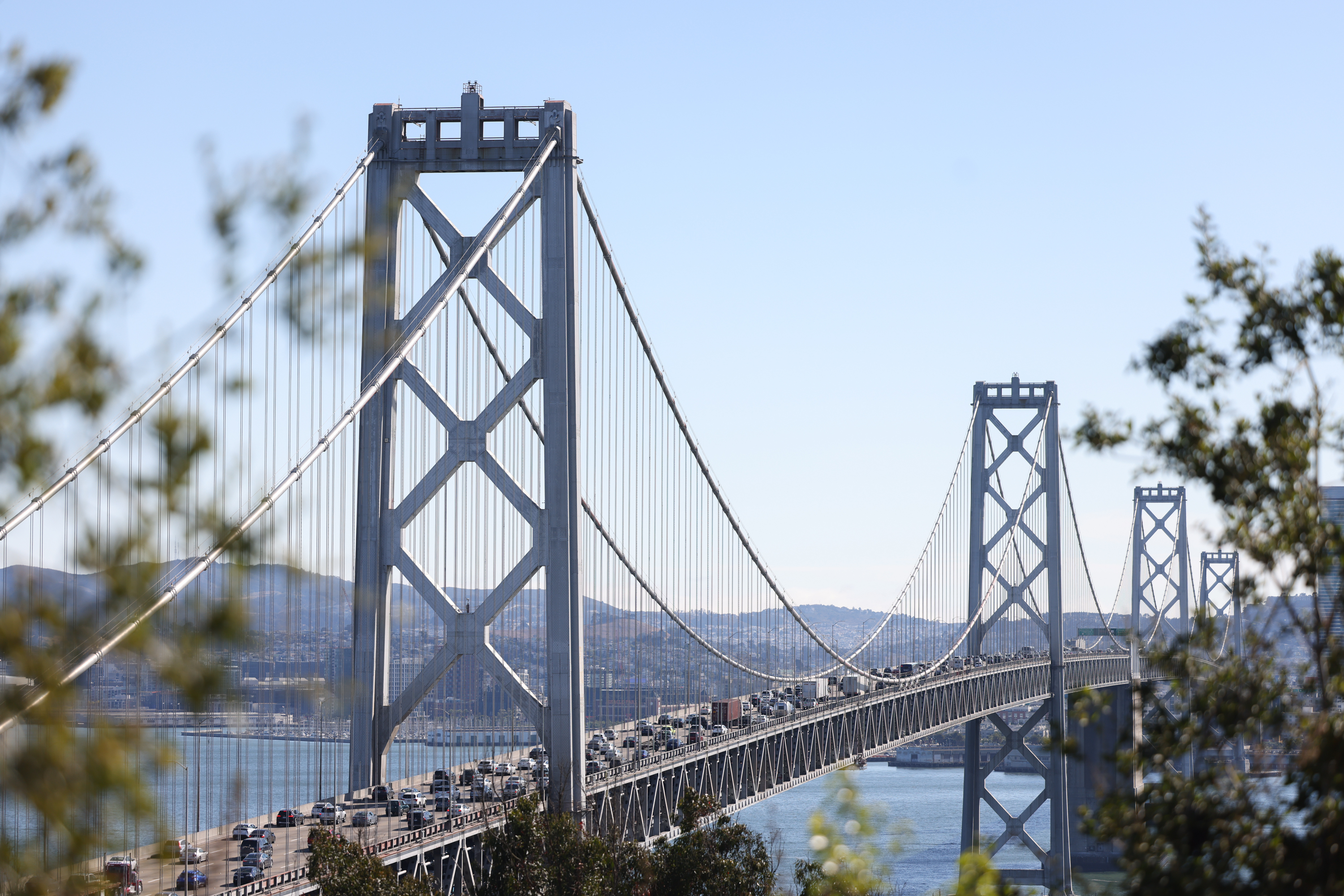 The San Francisco Bay Bridge on a clear day.
