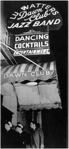 The Dawn Club's previous sign, which is almost identical to the one it sports today, is seen outside of the club in the 1940s.