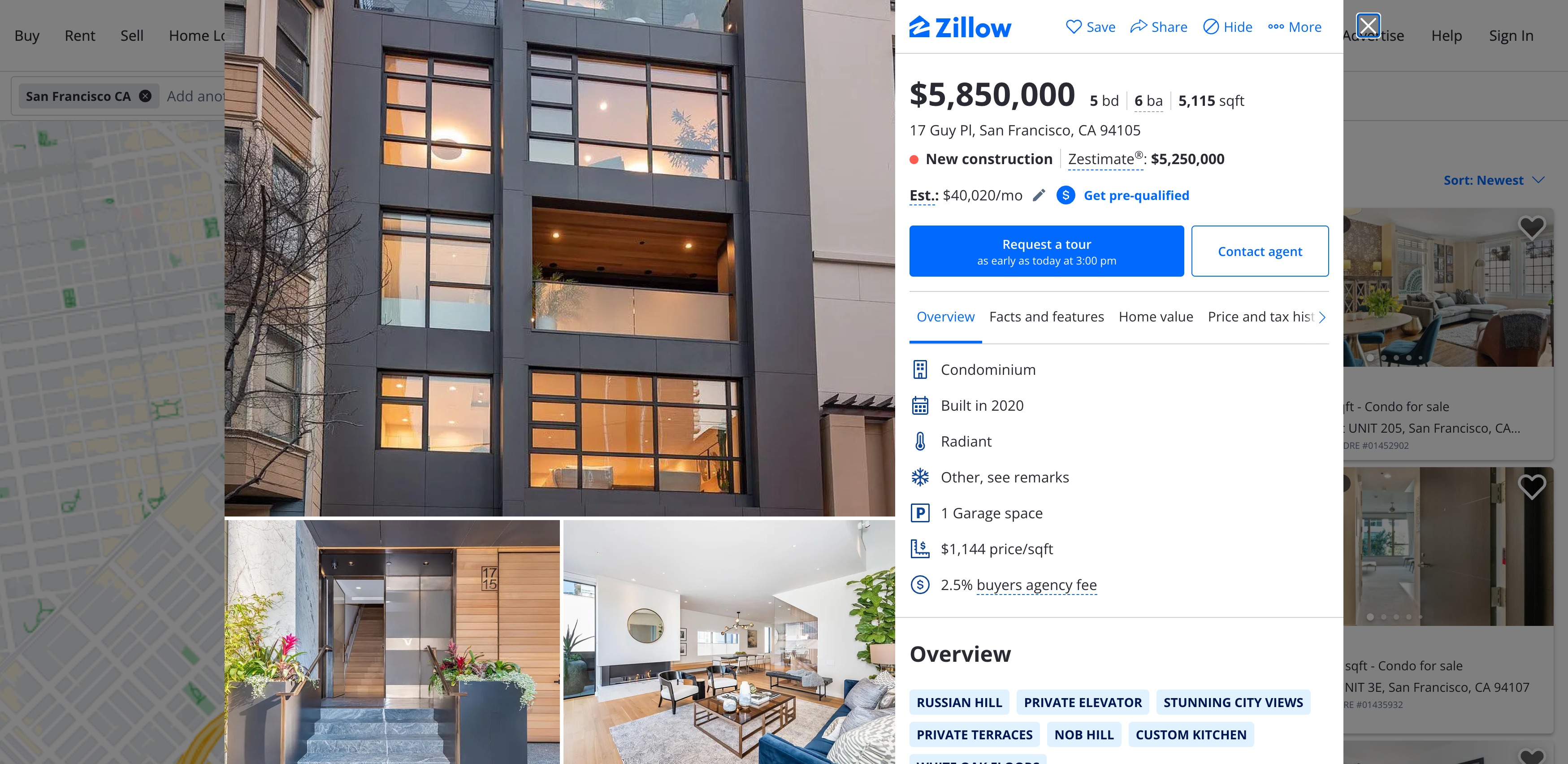 A screenshot Thursday shows a Zillow real-estate listing for a condominium in San Francisco's Rincon Hill neighborhood.