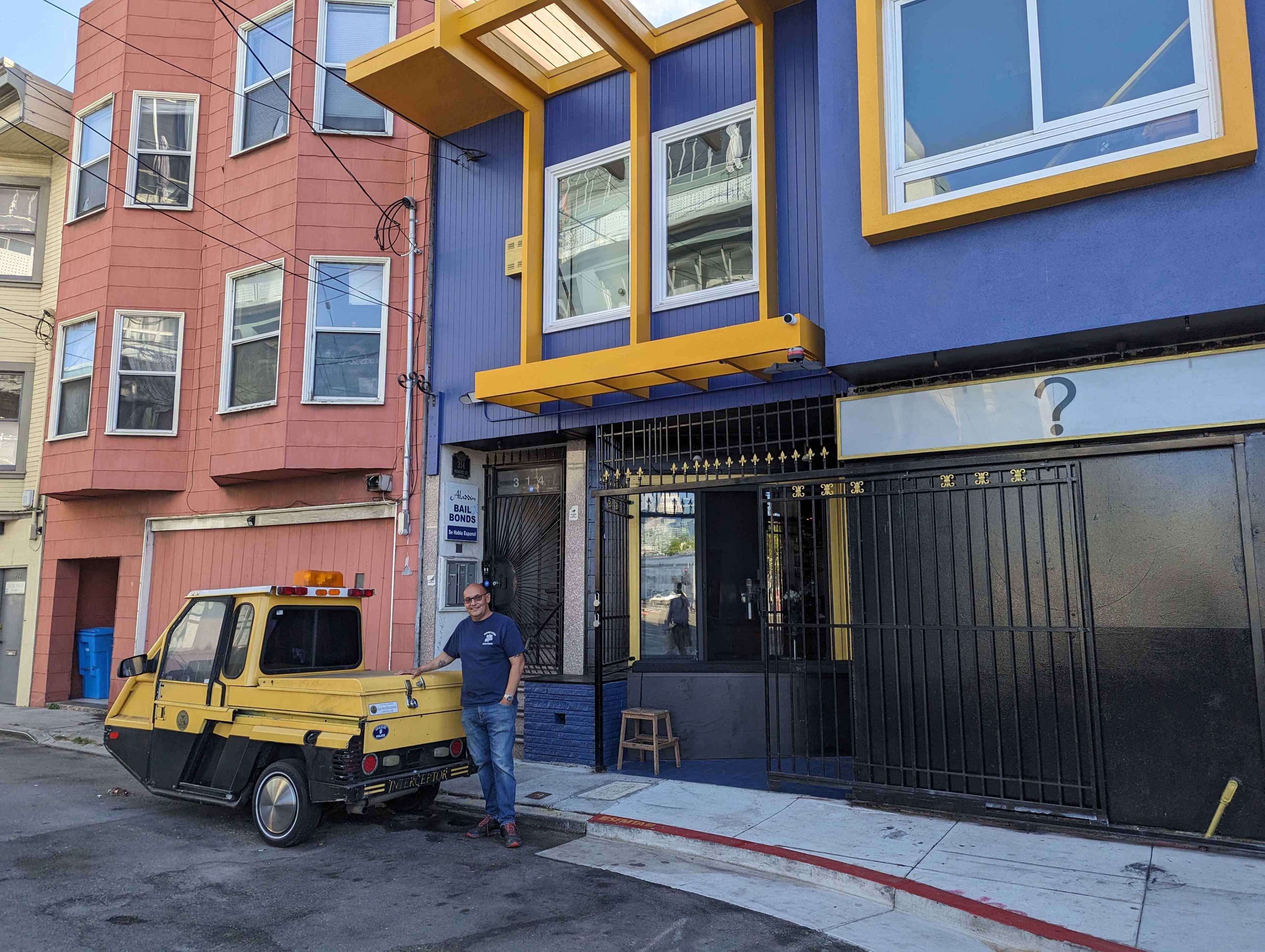 Bar owner Jeremy Paz stands outside his new bar Sunday at 312 Harriet St. in the city's South of Market neighborhood.
