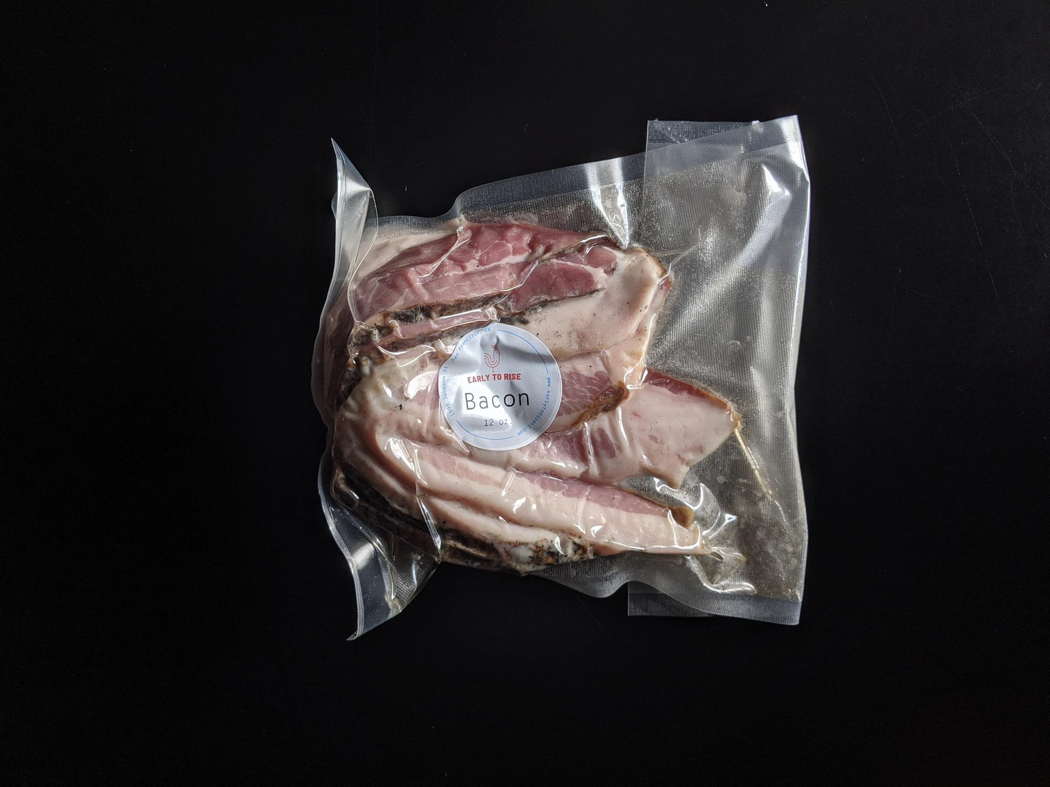 Bacon made from smoked pork bellies went into many of Early to Rise's meals.