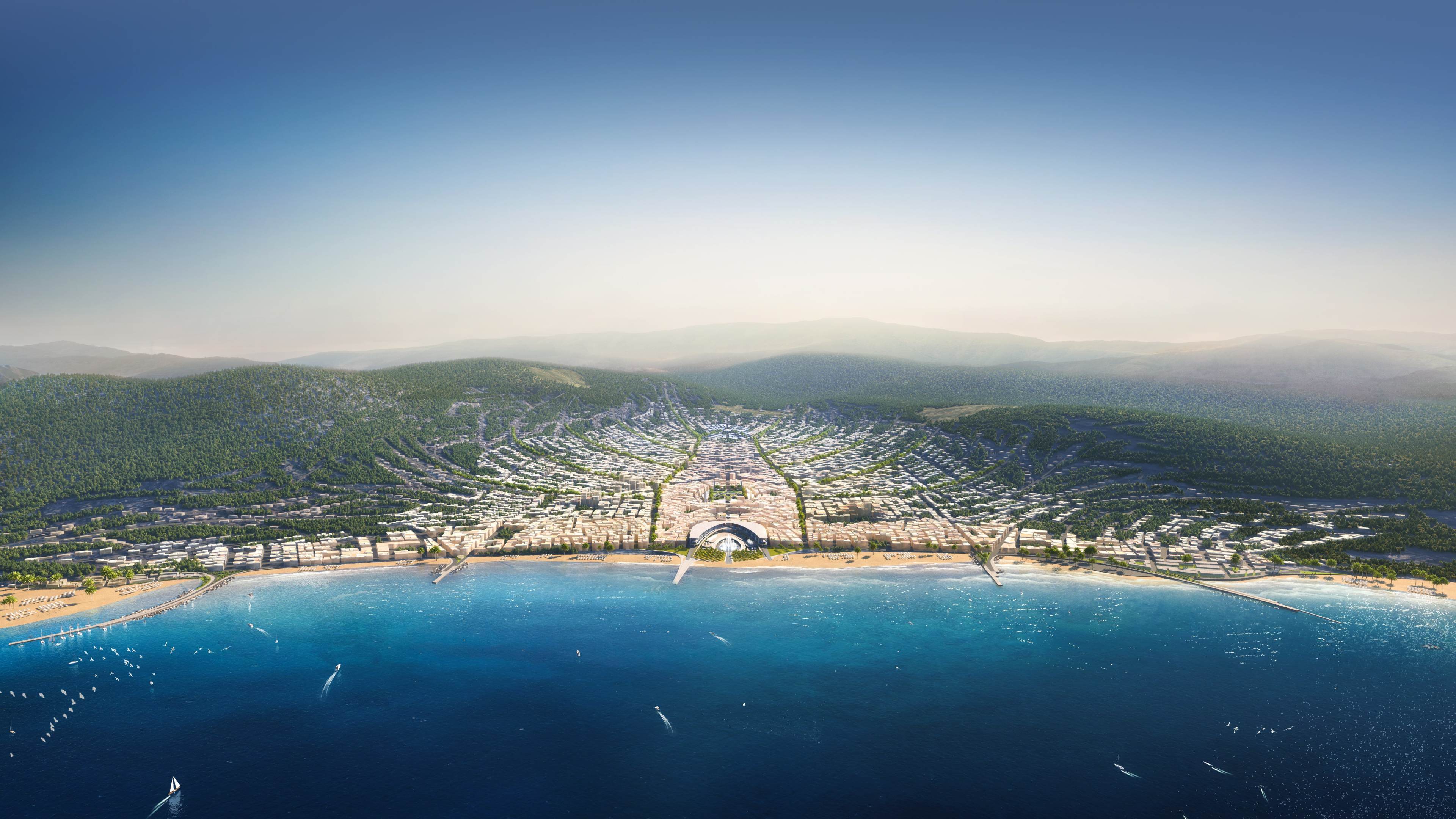 A rendering of the planned city on the Mediterranean.