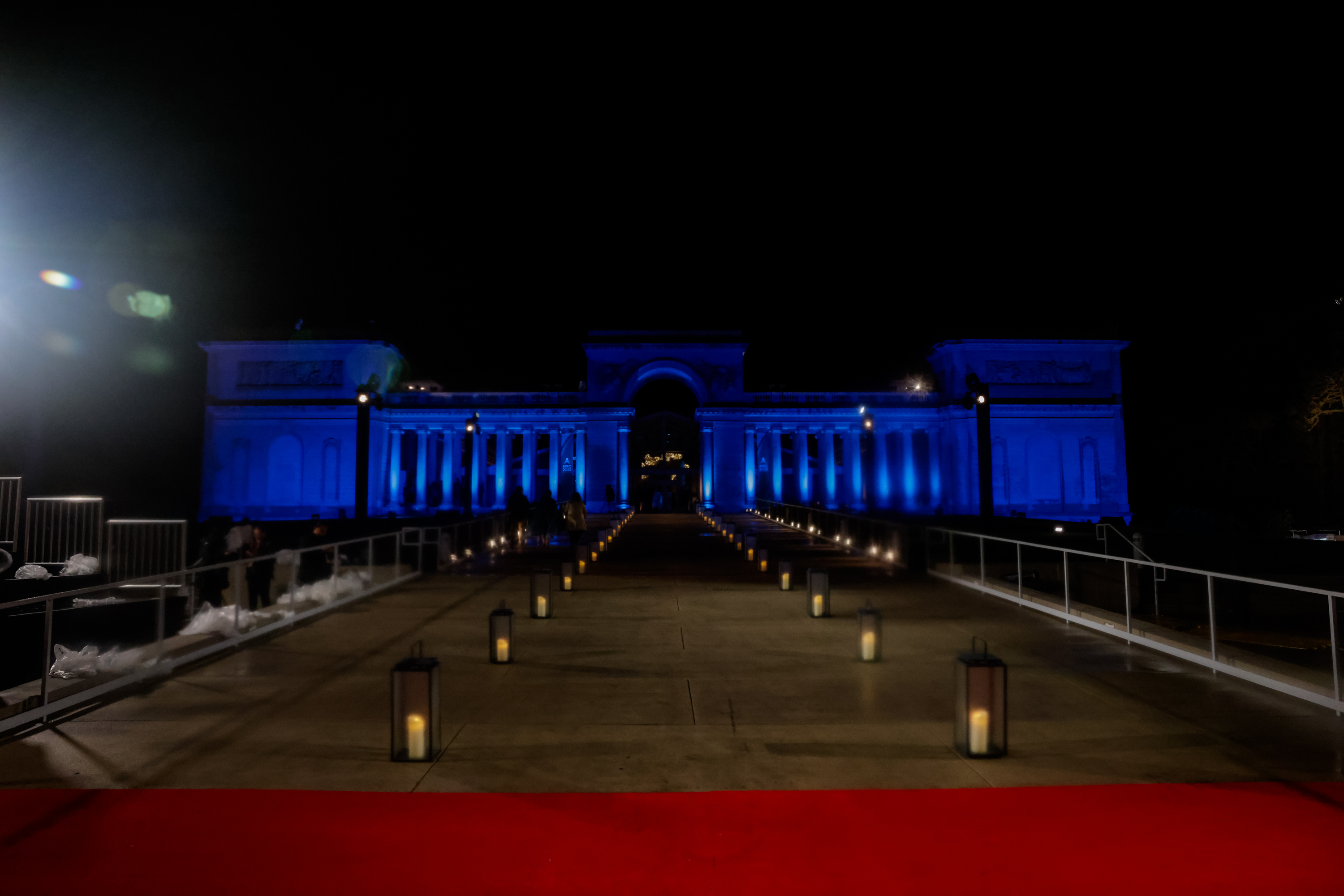 The Legion of Honor museum is lit in blue for the arrival of world leaders for a dinner hosted by President Joe Biden during APEC week in San Francisco.