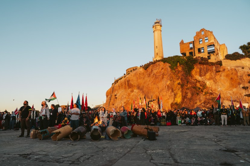 Alcatraz Indigenous Sunrise Ceremony Stands in Solidarity With Palestine