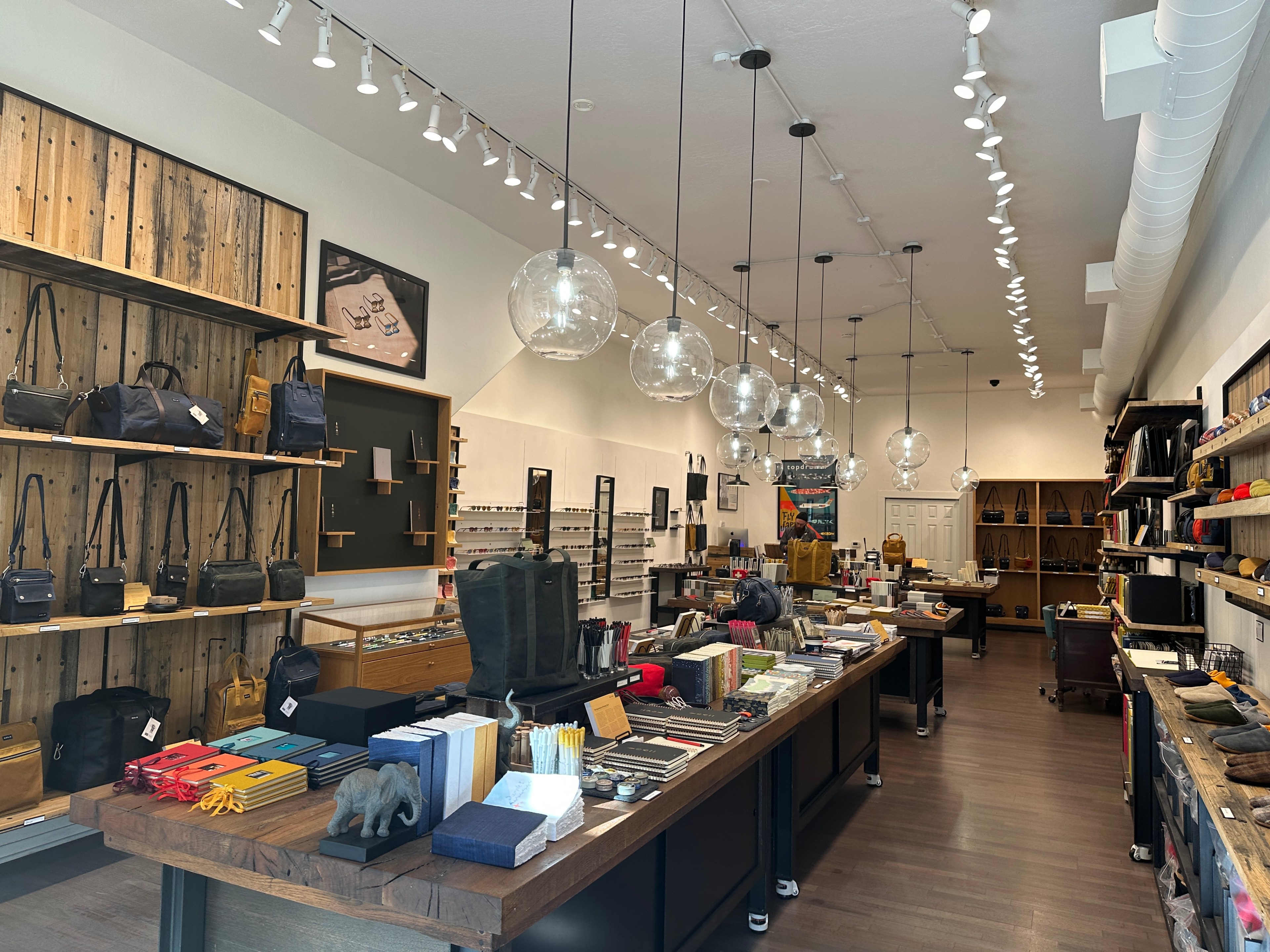 Topdrawer on Union Street in San Francisco, California is filled with notebooks and backpacks for sale. 