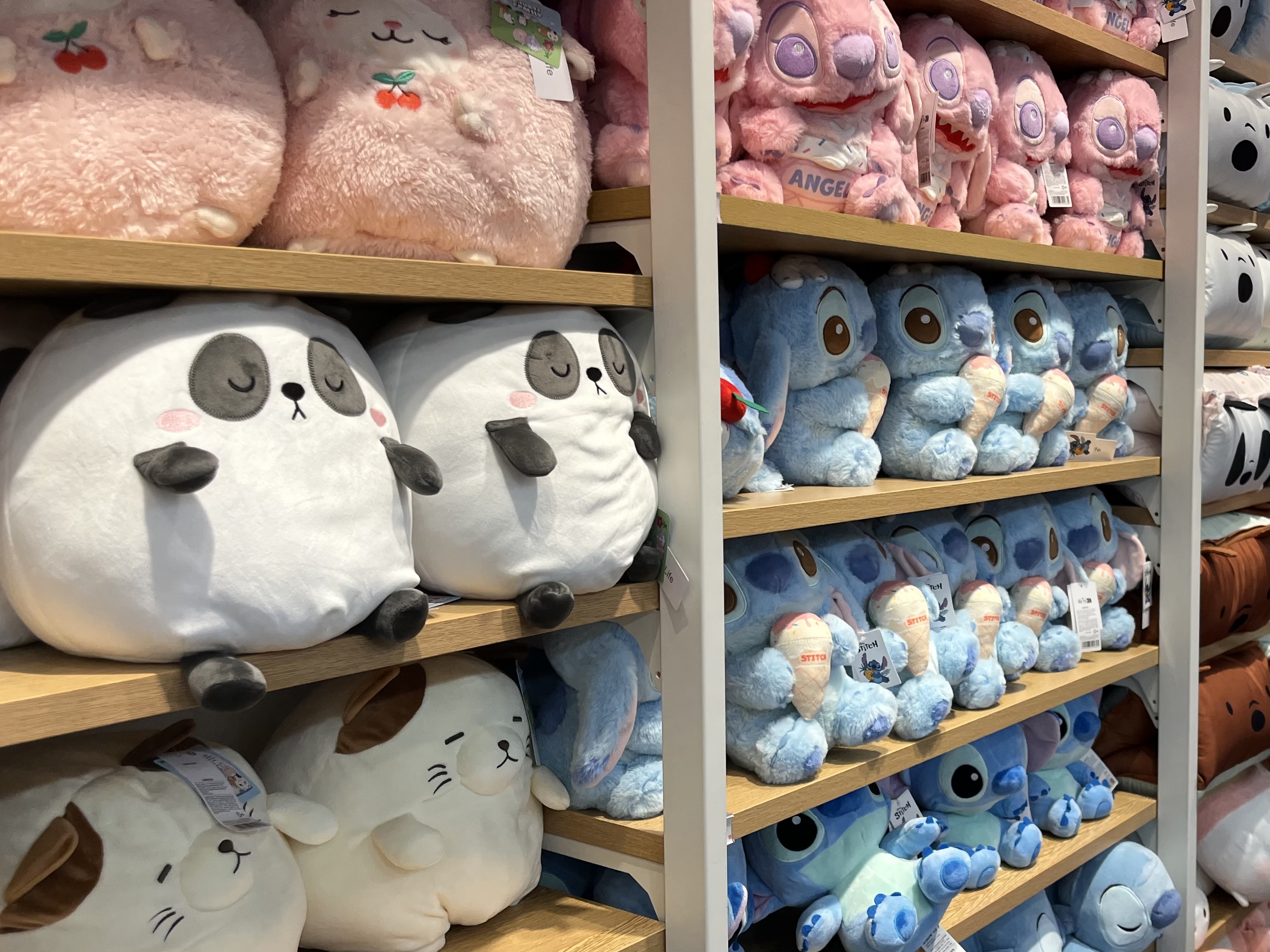 Toys and plushies on shelf at a store