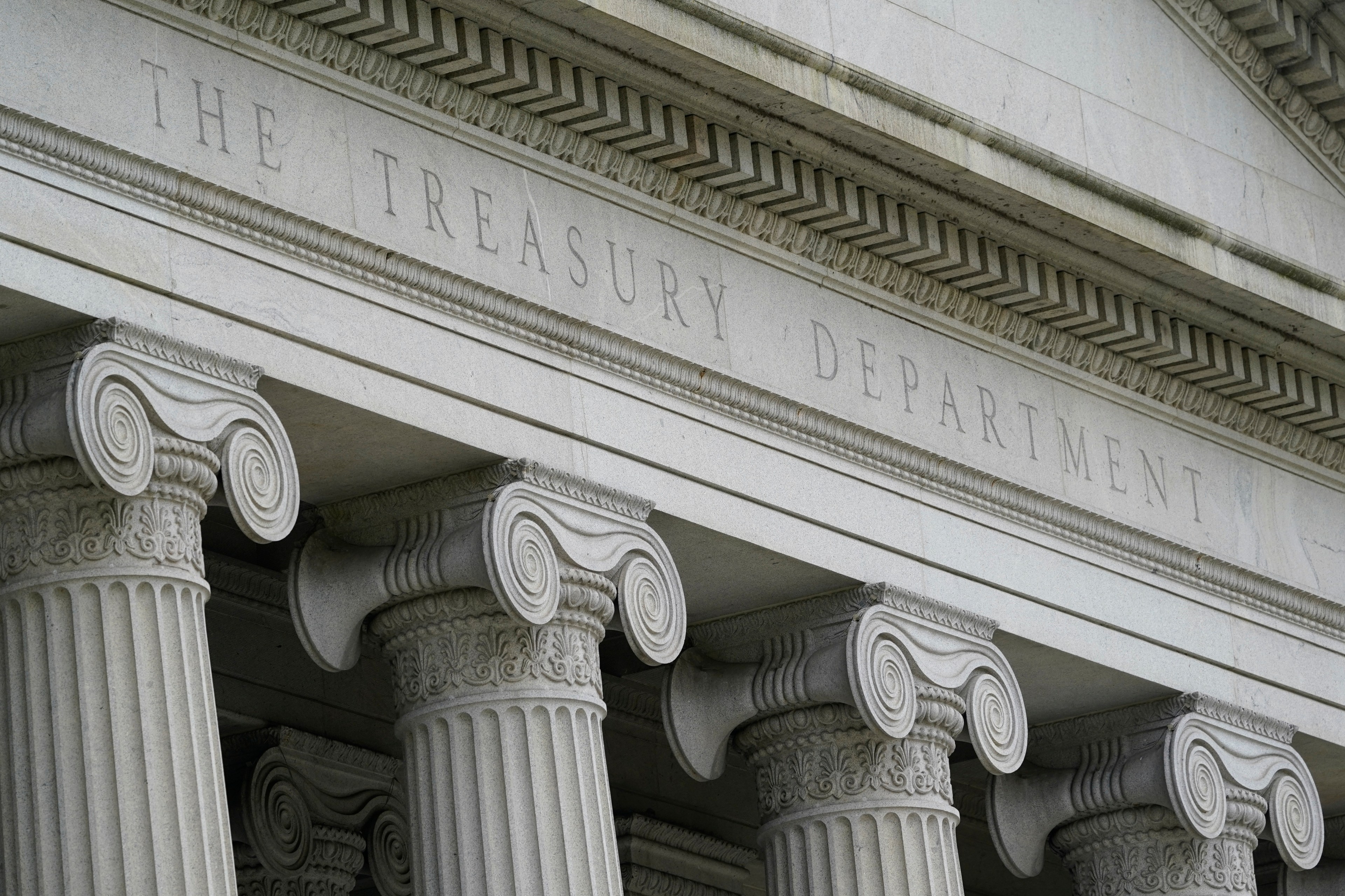 Facade of the U.S. Treasury Department building.
