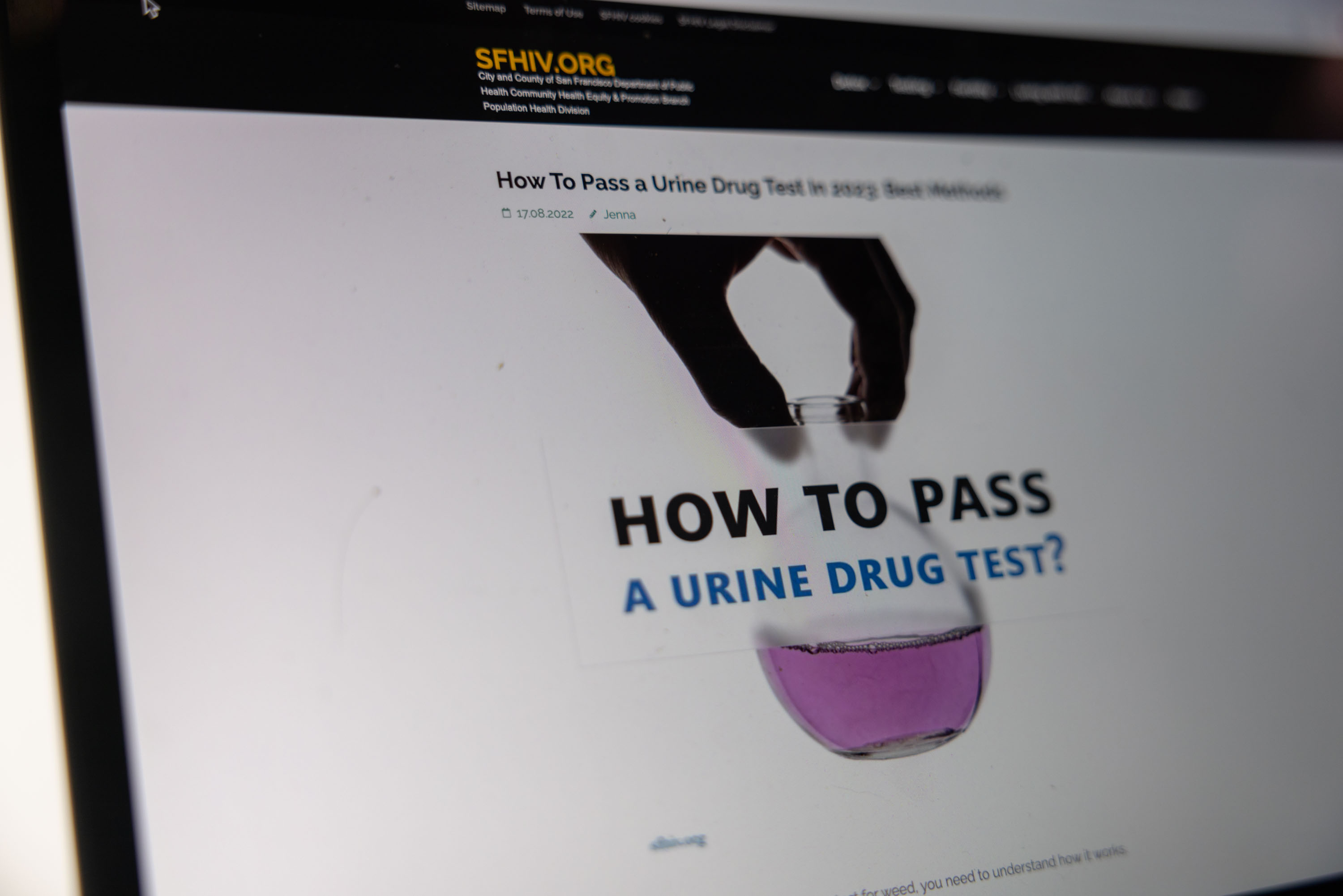 A website with products that sells items related to boost sperm production and evade cannabis drug tests.