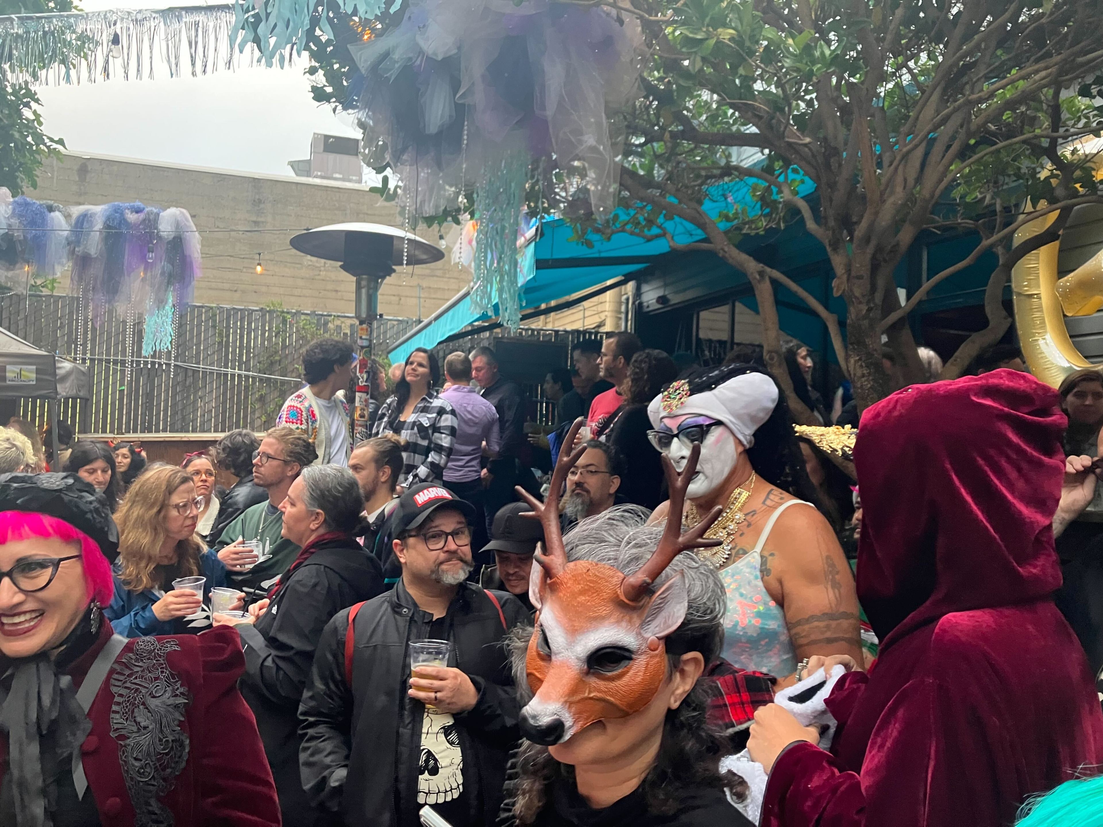 The crowd at El Rio bar for the 5th annual Krampus Costume Pageant in the Mission District on Saturday, Dec. 2, 2023.