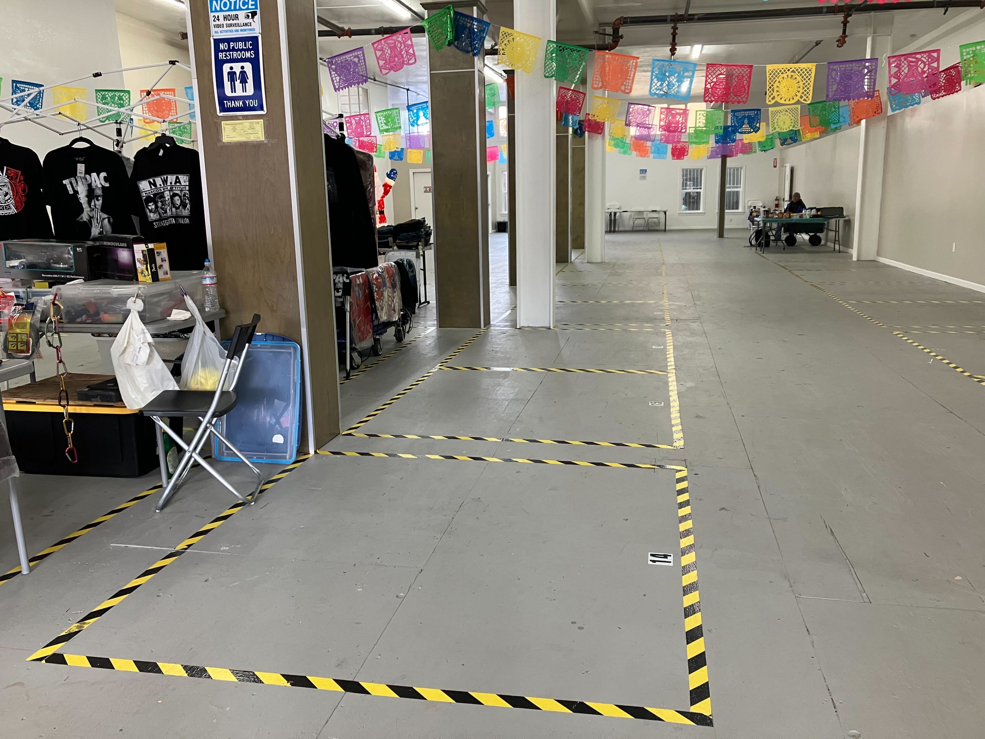 Empty spaces inside of the approved vendor space at 2137 Mission Street on Sunday.