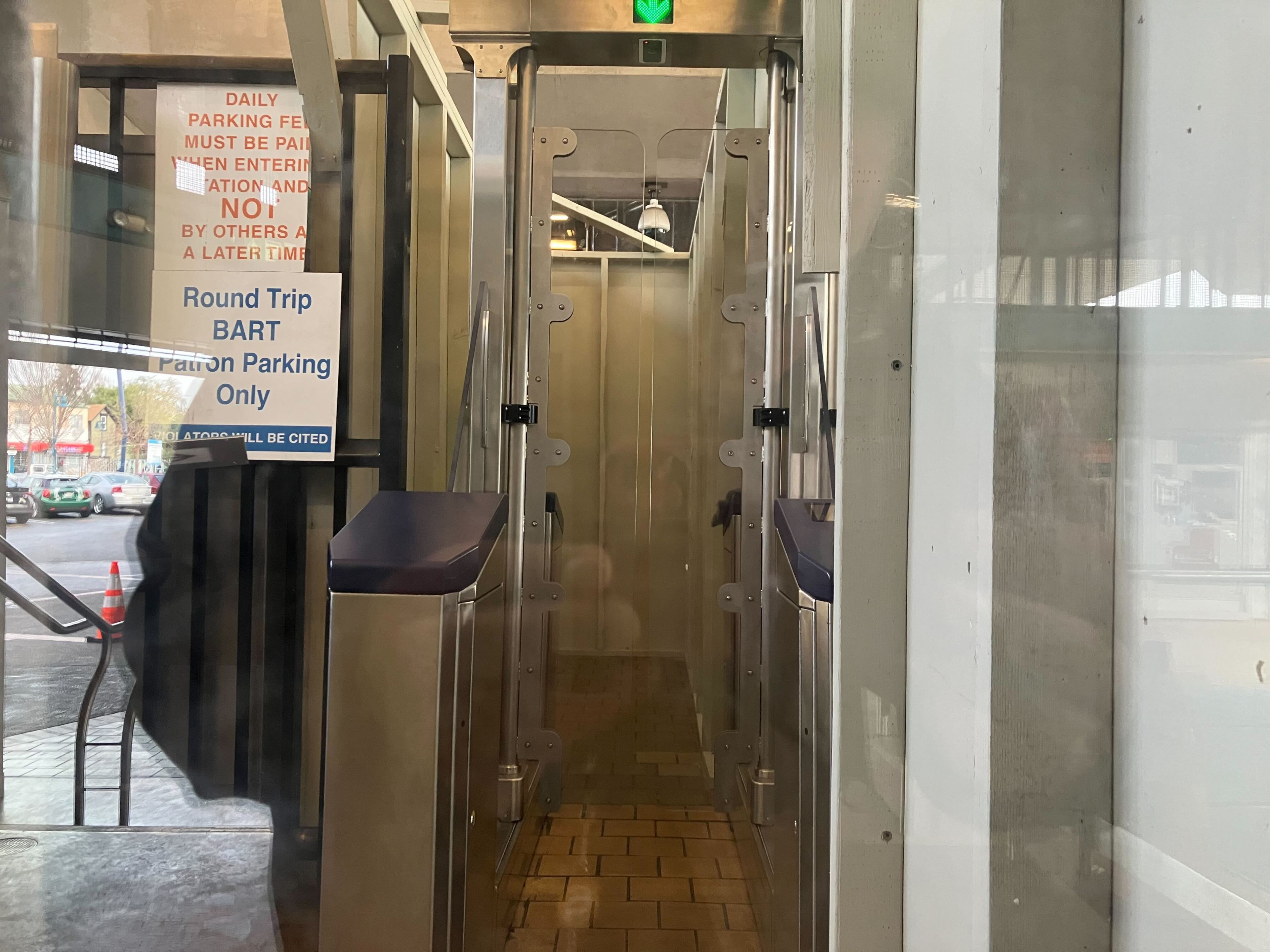 The sixth gate with a new mechanical door locking system, seen here inside a secure area, is set to be added at West Oakland Station in the coming weeks, according to BART officials.
