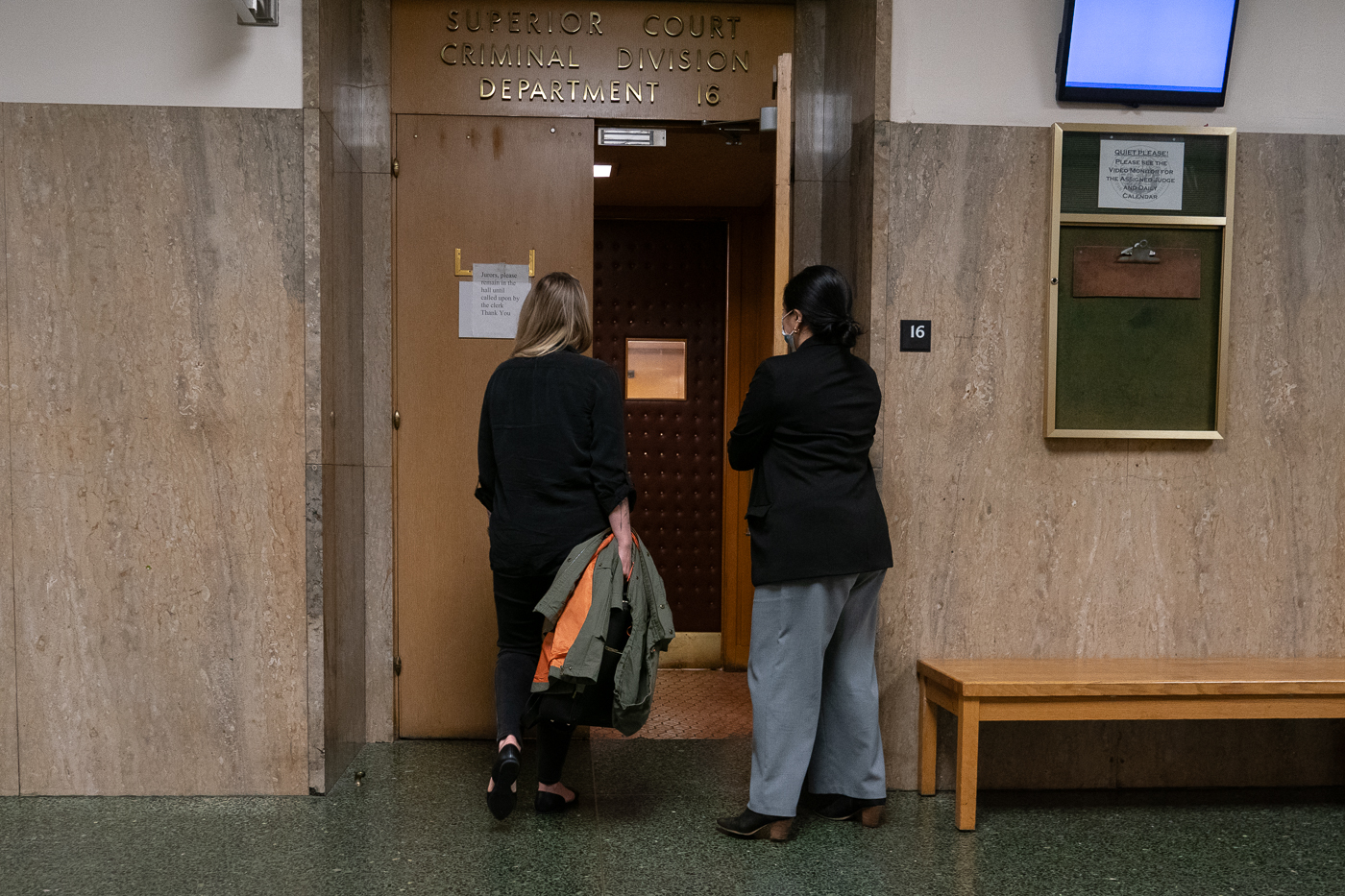 Key witness Kristin Onorato enters a courtoom at the Hall of Justice.