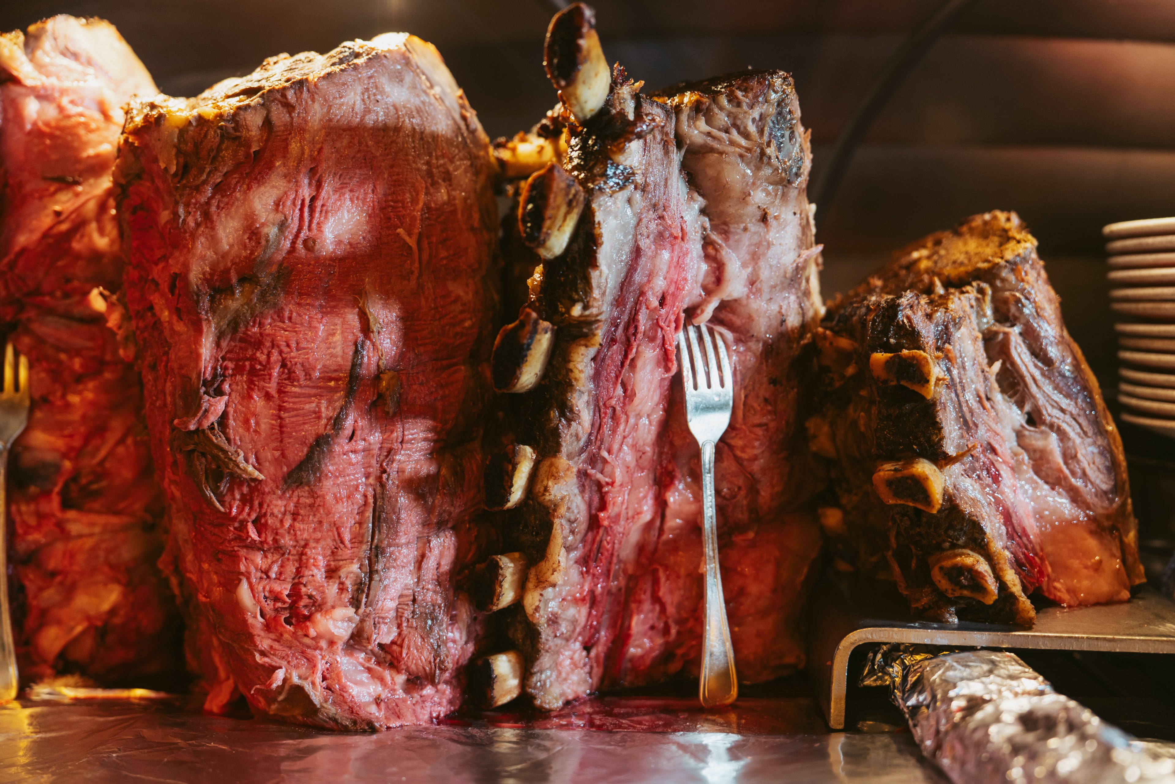 A variety of different cuts of meant being served at the House of Prime Rib.