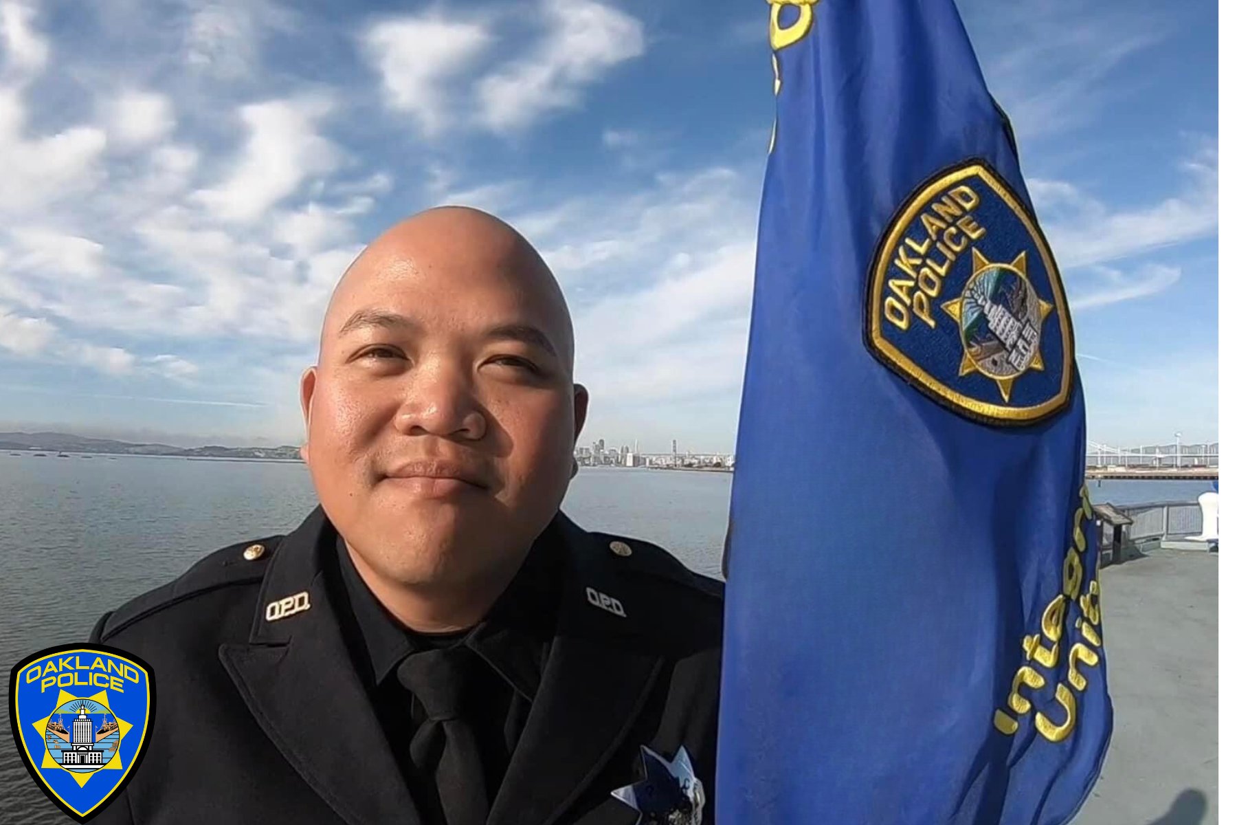 Oakland police Officer Tuan Le was shot and killed Friday morning while responding to burglary at a cannabis business near Oakland’s Embarcadero.