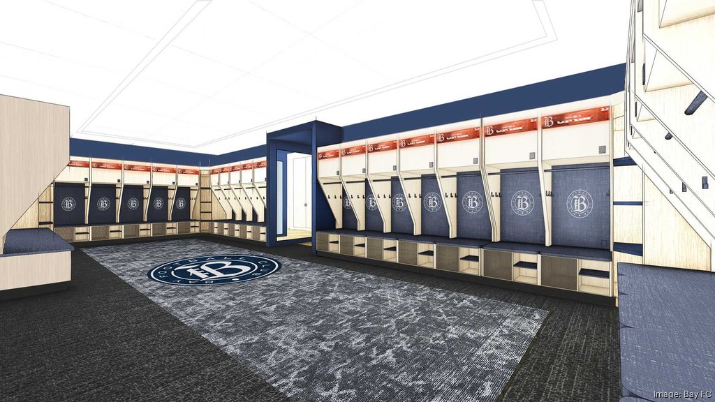 A rendering of Bay FC's proposed locker room at San Jose State University