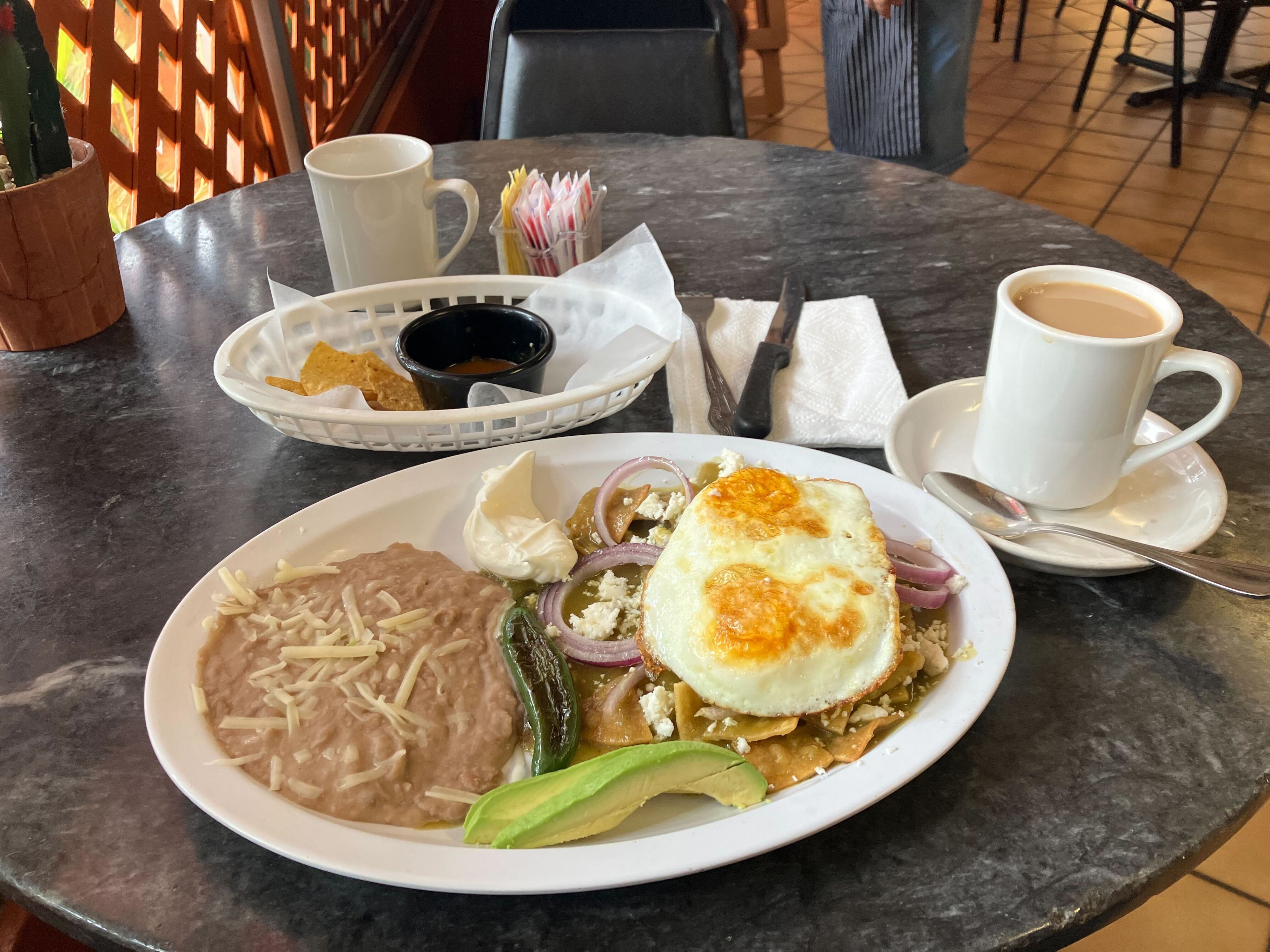 A view of the chilaquiles plate at Hornitos Cafe in Oakland, CA on Feb. 3, 2024.
