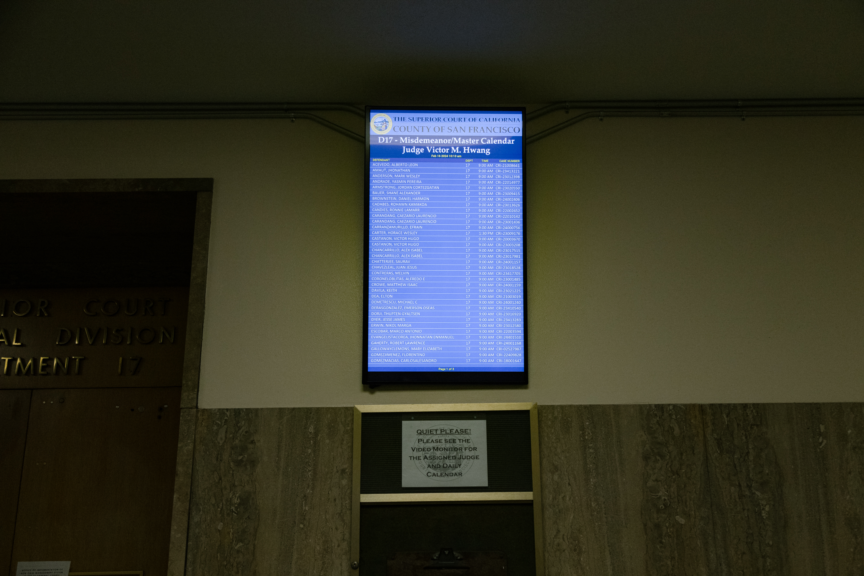 A computer display of cases.