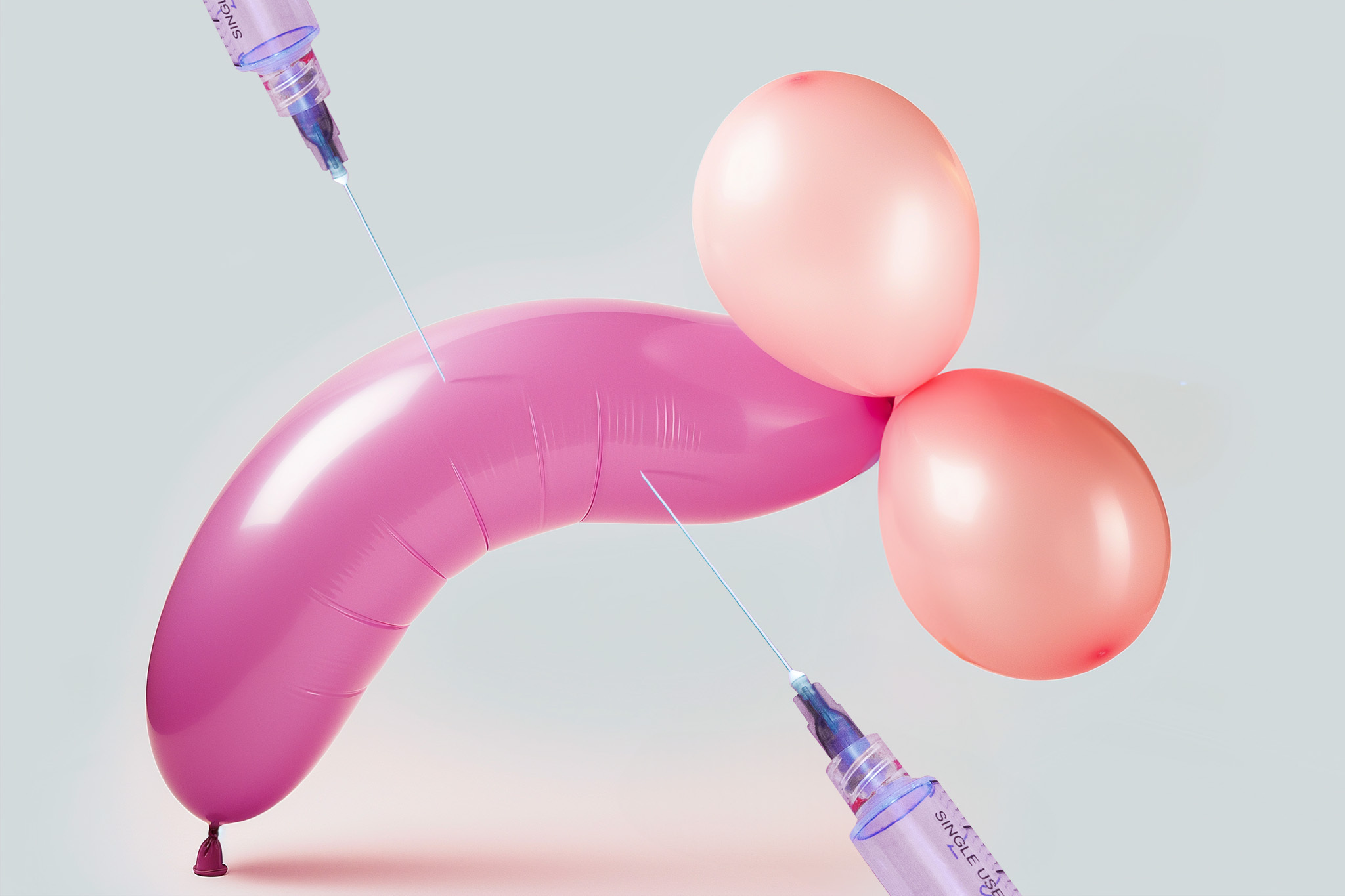 Balloon art of male genitals injected with Botox