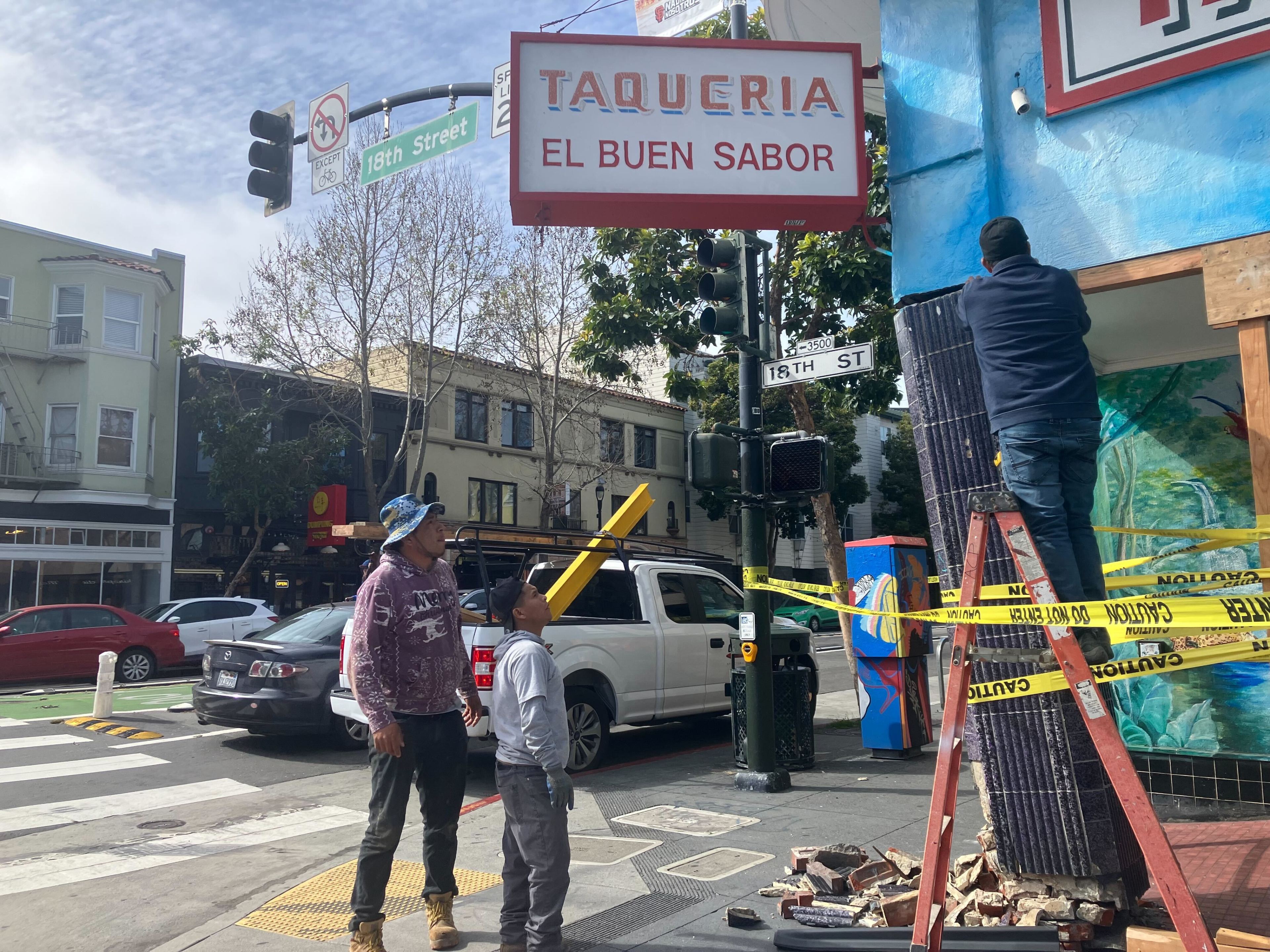 Taqueria El Buen Sabor, located at 699 Valencia St. in San Francisco's Mission District, is likely closing for the foreseeable future after a hit-and-run crash that damaged its storefront. Pictured on Wednesday, April 3, 2024.