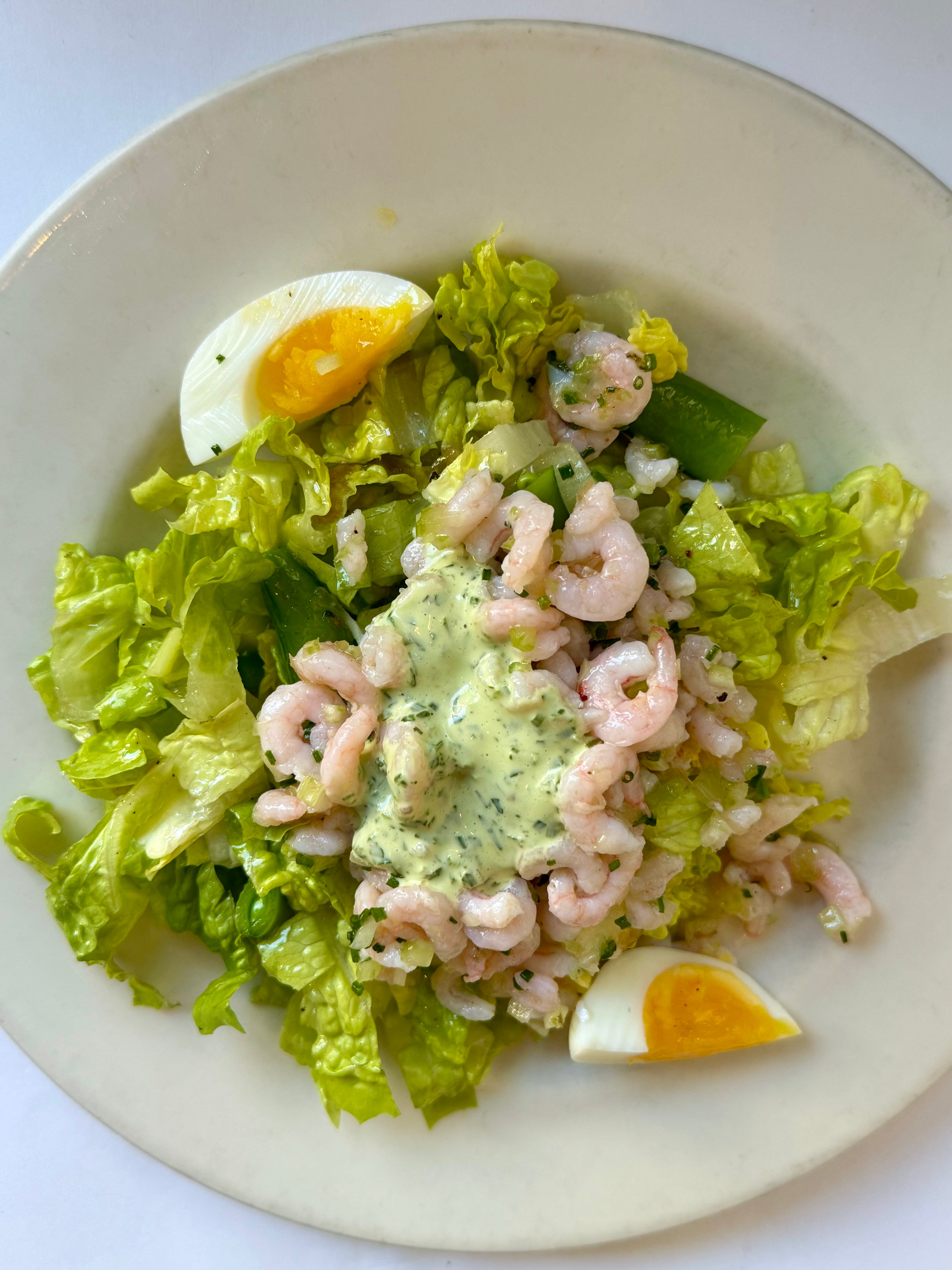 Shrimp salad with eggs at Hayes Street Grill