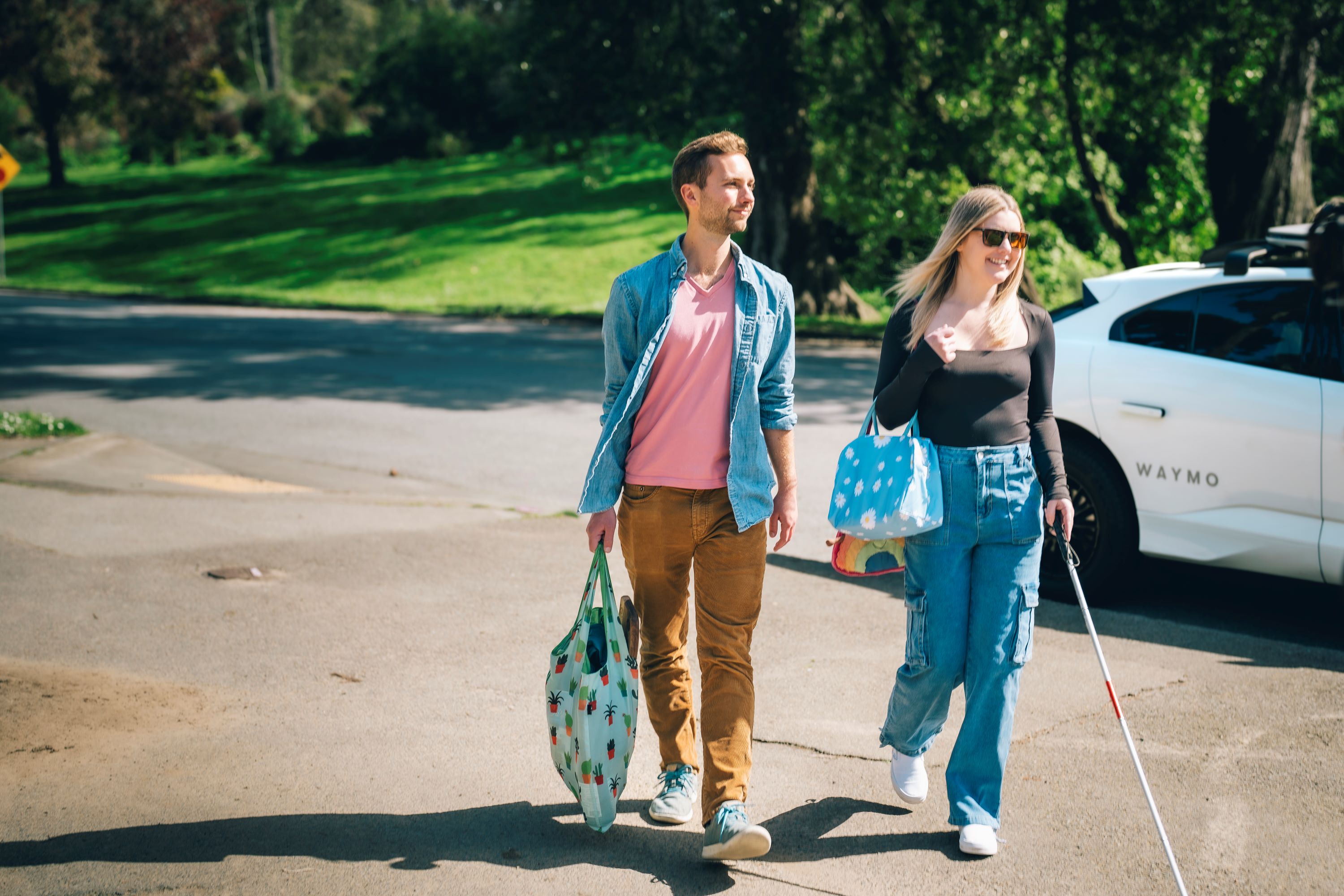 Jessie Wolinksy and her boyfriend walking in Golden Gate Park.