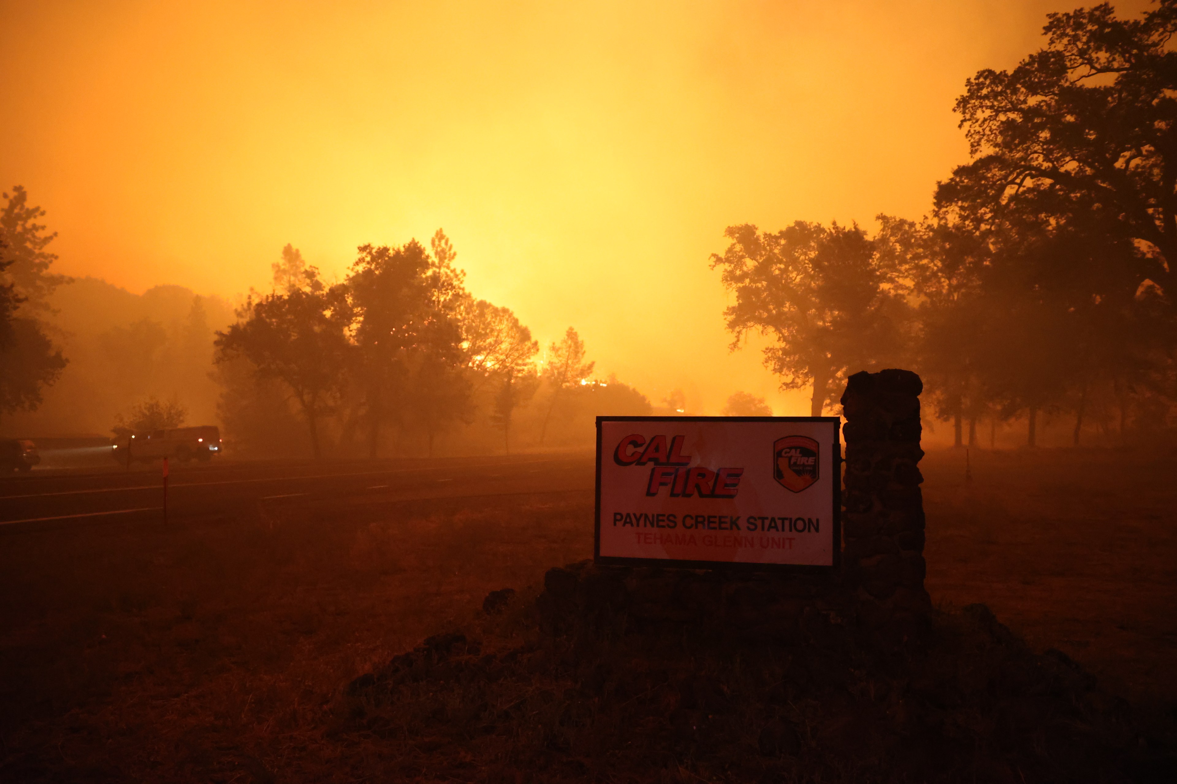 Smoke fills sky from wildfire.