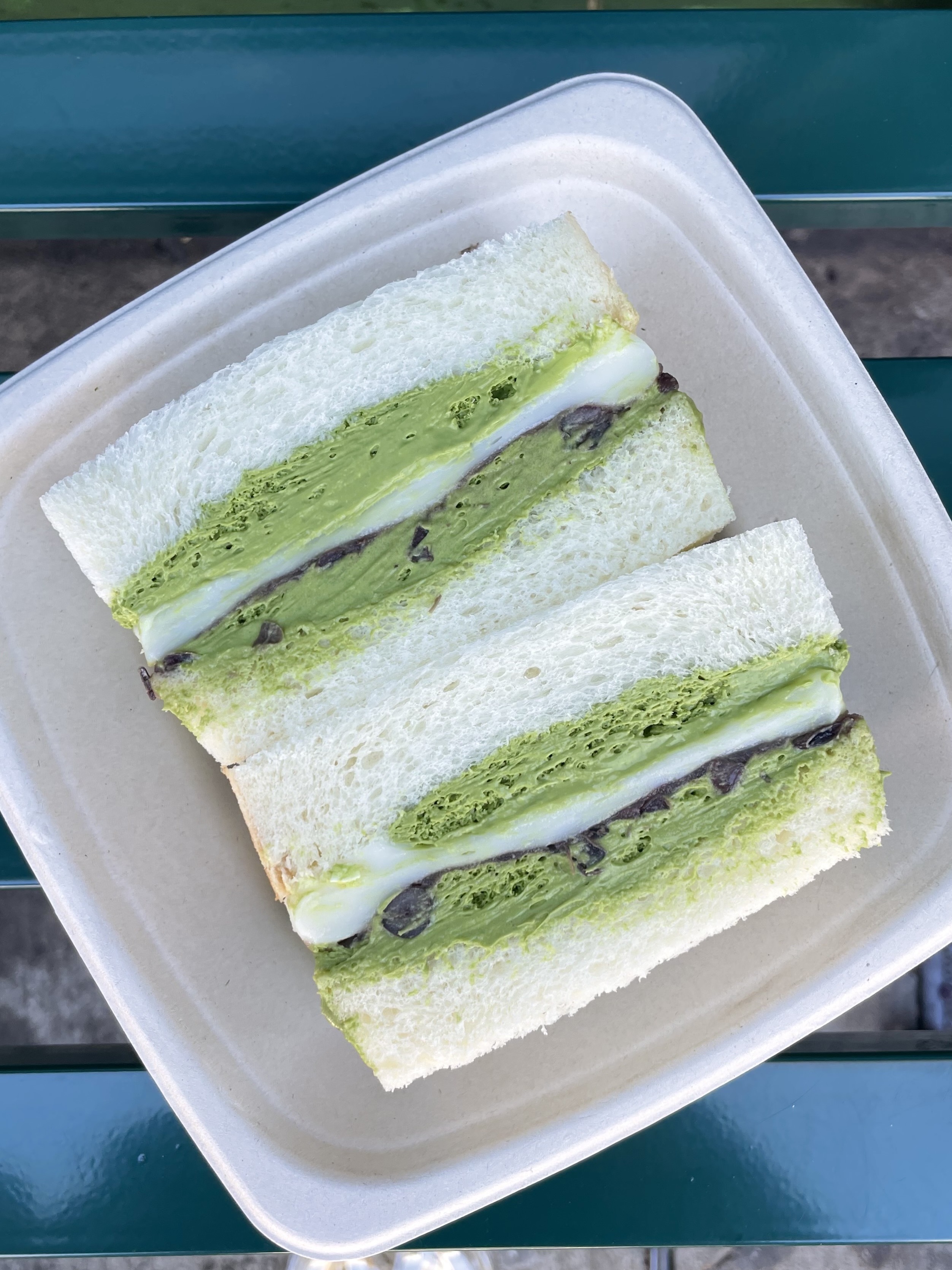 Matcha, mochi, read bean sando