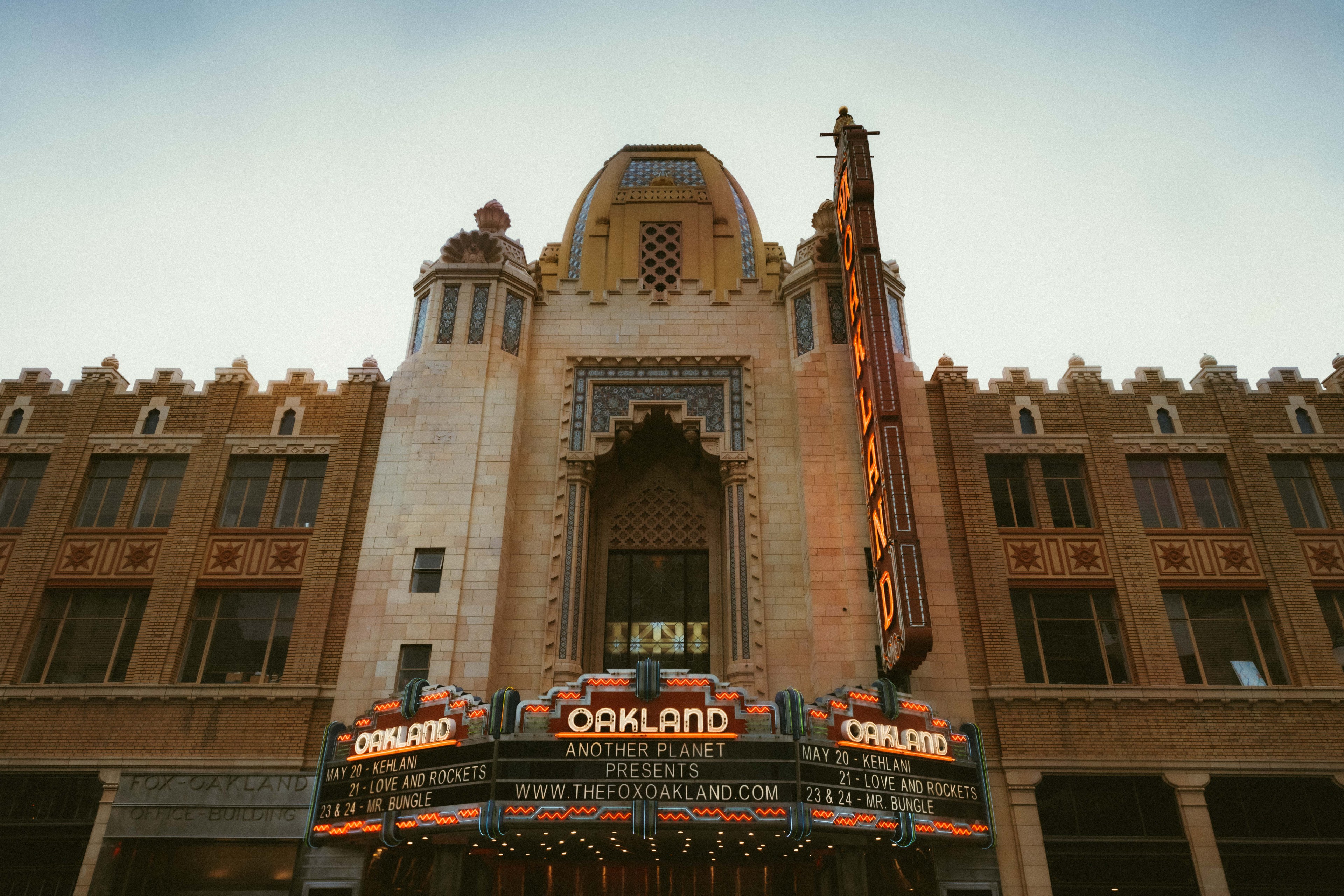 An exterior shot of the Fox Theater in Oakland.