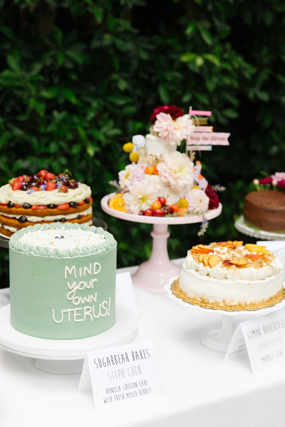 A table of cakes from Cake for Choice