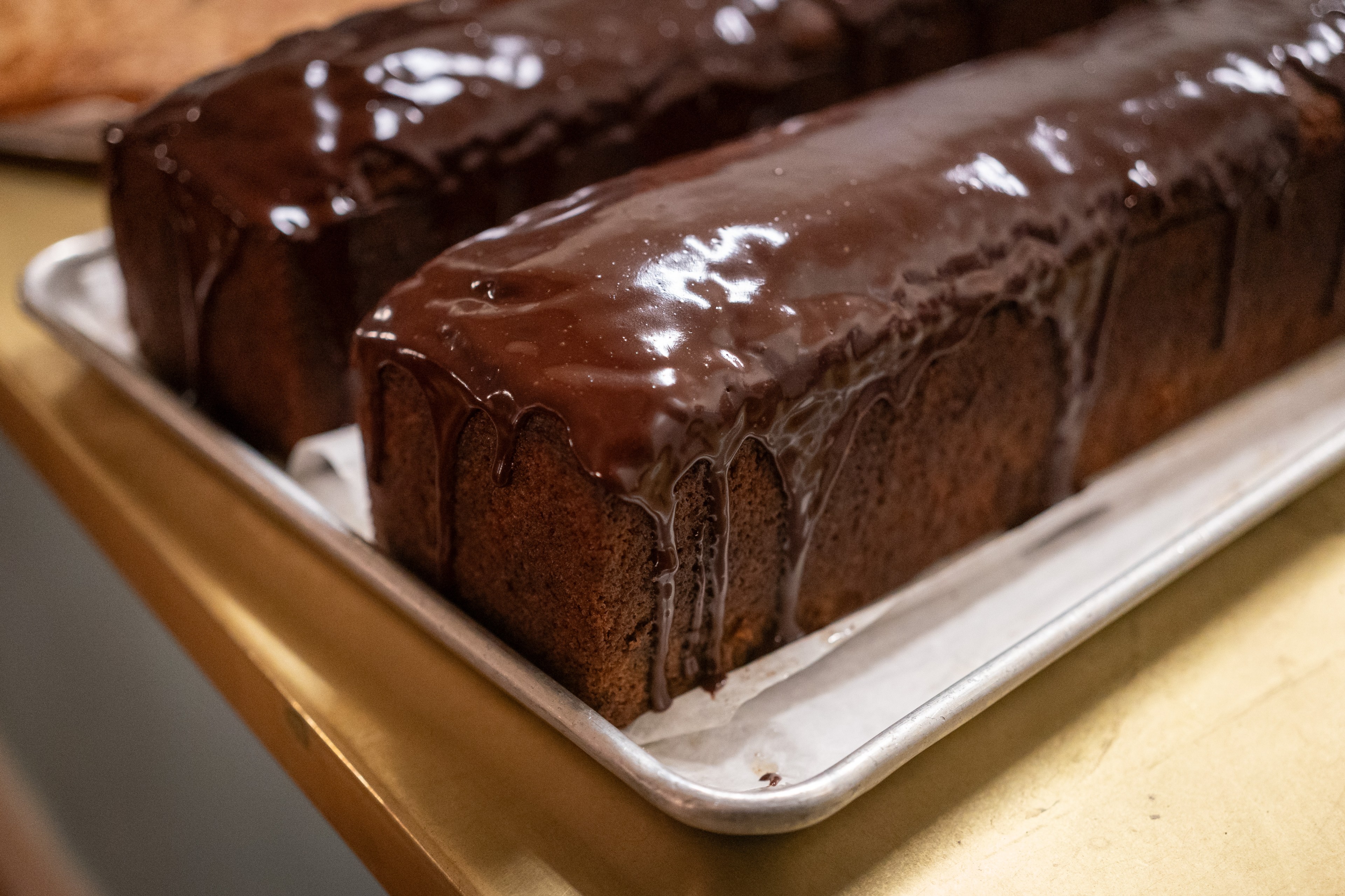 Banana bread with chocolate ganache prepared by Michelle Polzine at the City Hope cafe in the Tenderloin District of San Francisco on Oct. 30, 2024. City Hope, a nonprofit, also operates a sober-housing hotel and community center.