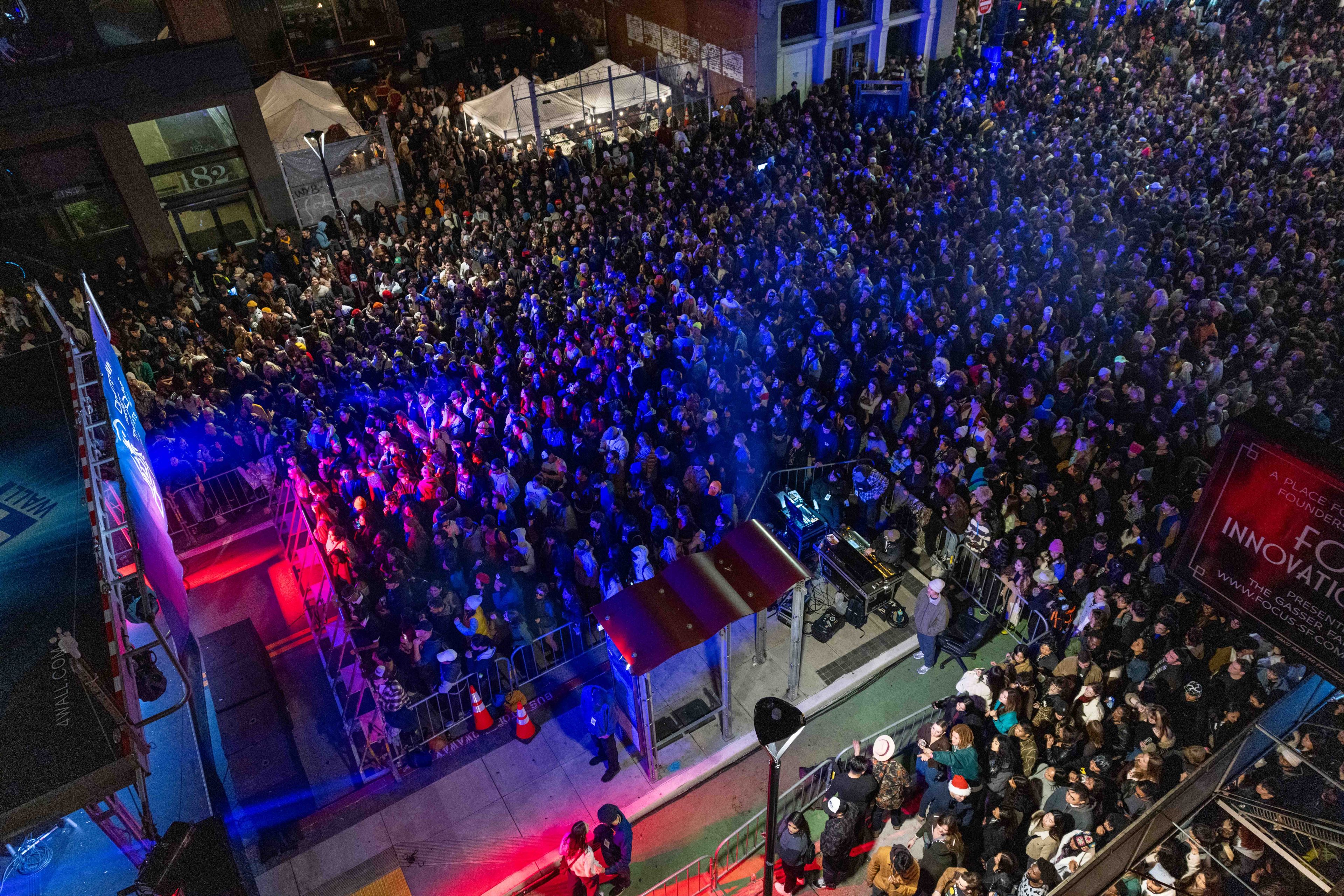 The huge crowd seen from above